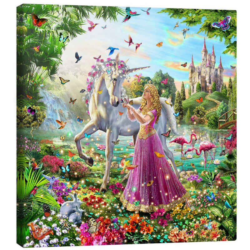 Posterlounge Leinwandbild Adrian Chesterman, Die Prinzessin und das Einhorn, Mädchenzimmer Kindermotive