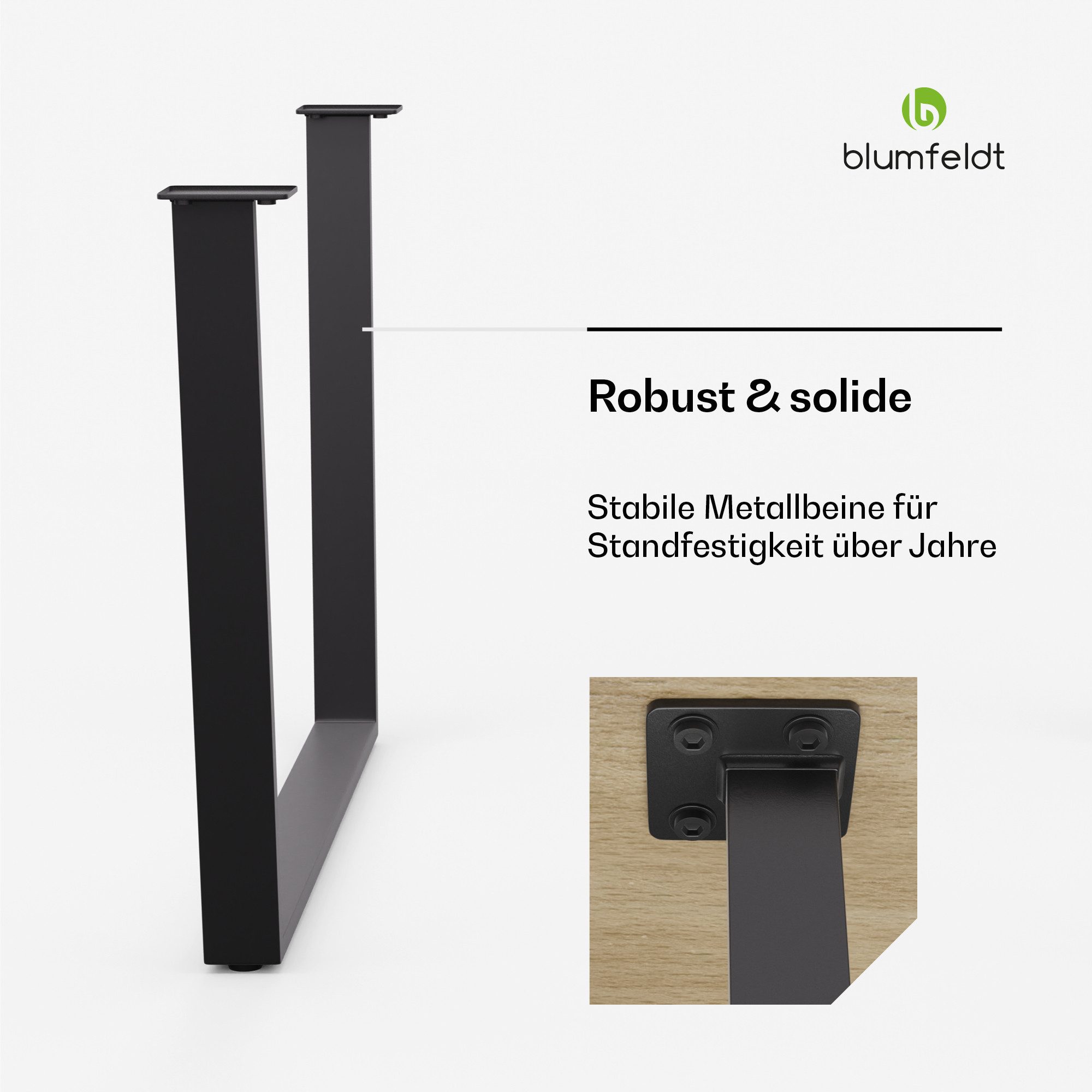 blumfeldt Tischbein Ayr, Robuste Metallbeine Modern 62 x 43cm