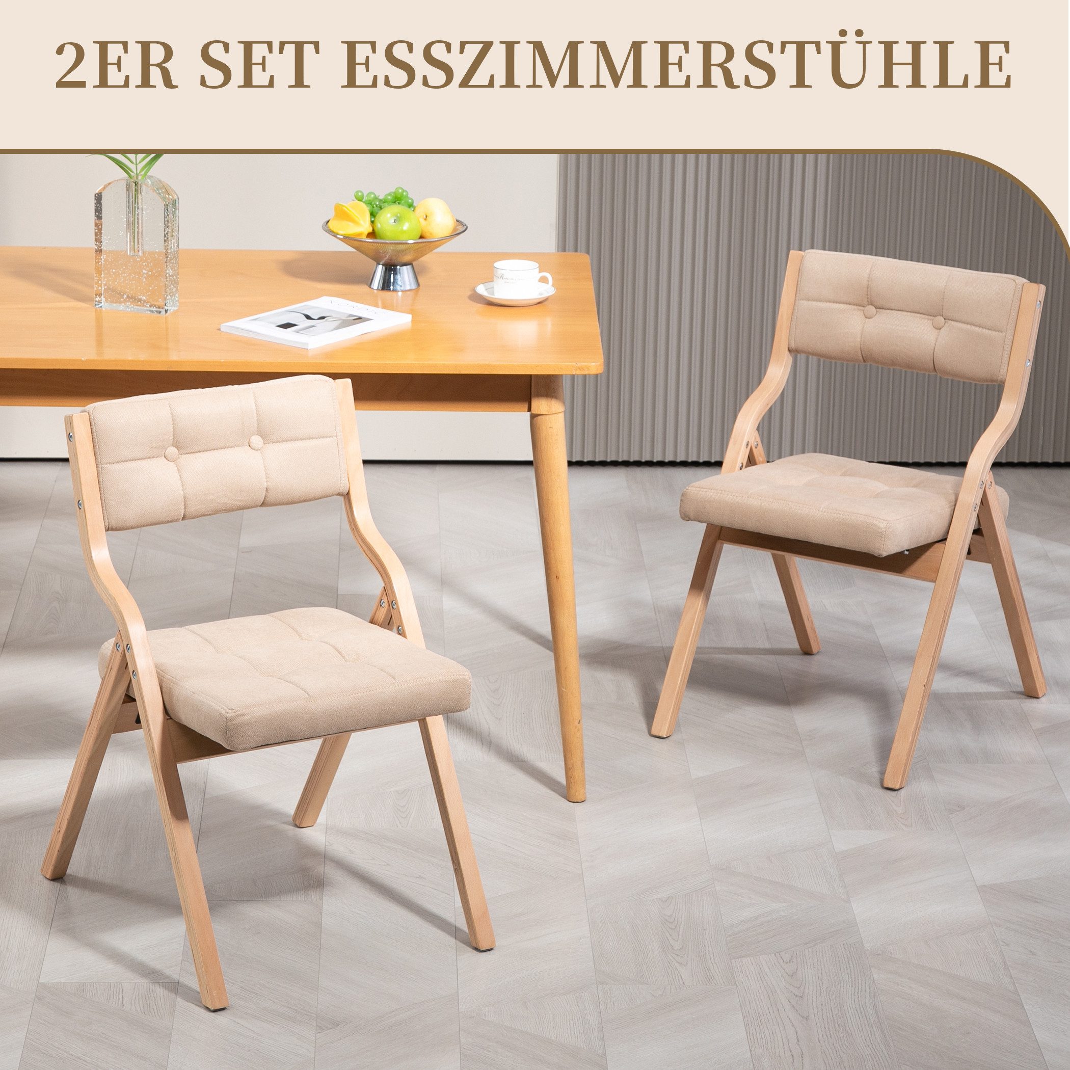 SeedWave Esszimmerstuhl 2er Set Küchenstuhl, Klappstuhl mit Gepolsterte Rüc günstig online kaufen