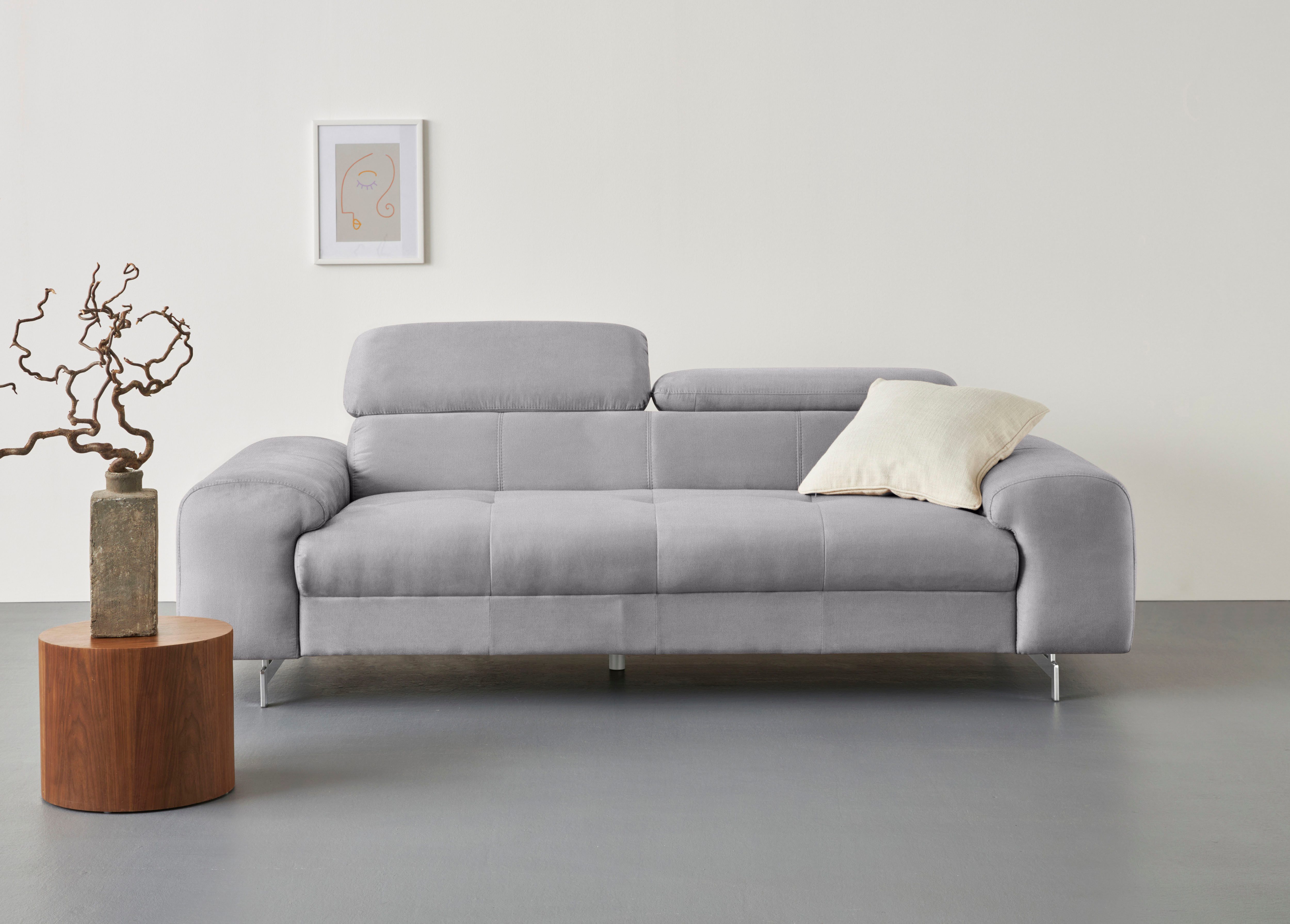 COTTA 3-Sitzer Chef, Big-Sofa mit Kopfteilverstellung, edle Metallkufen