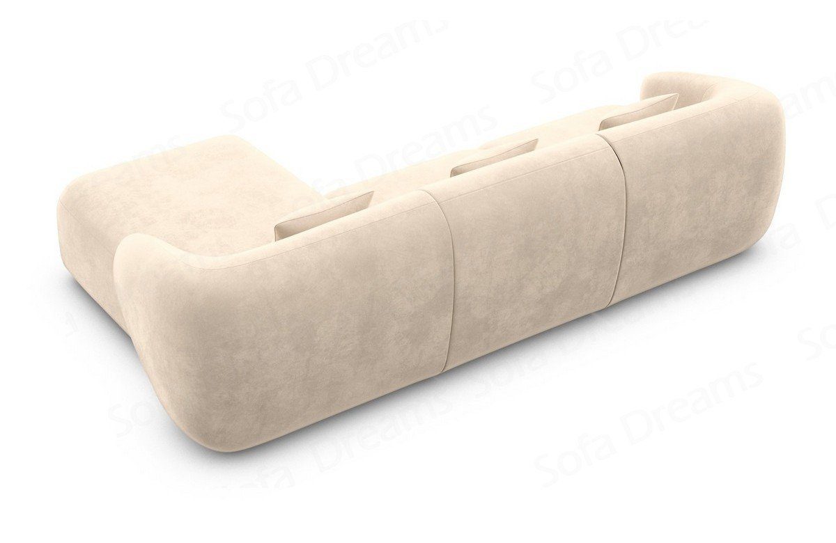 L Marbella Samtstoff mane Form Polster Couch Design Dreams Sofa mit Stoffsofa, Loungesofa beige02 Ecksofa kurz Sofa