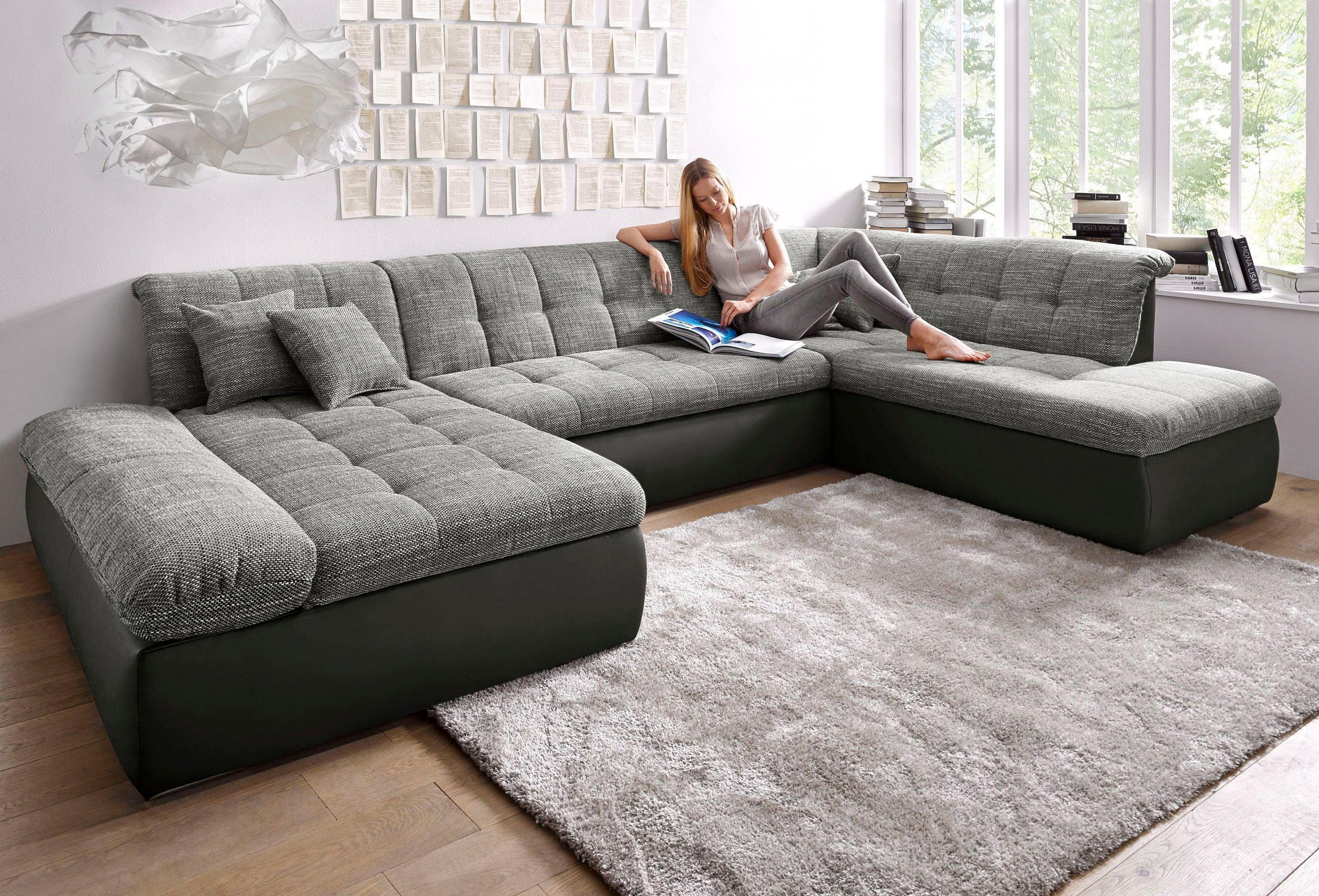 DOMO collection Wohnlandschaft Moric U-Form auch in Cord, im XXL-Format, wahlweise mit Bettfunktion und Armlehnenverstellung