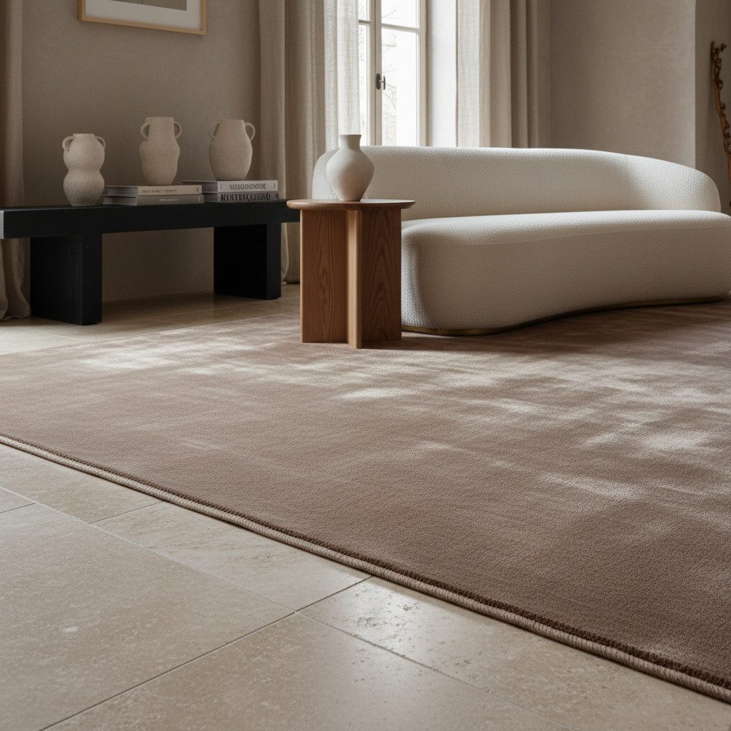 KADIMA DESIGN Teppich LECH Wohnzimmer Waschbar Schlafzimmer Wohnzimmerteppich Esszimmer Uni, Läufer, Höhe: 9 mm, Beige, 60x110 cm, Esszimmerteppich Fußbodenheizung Waschbar