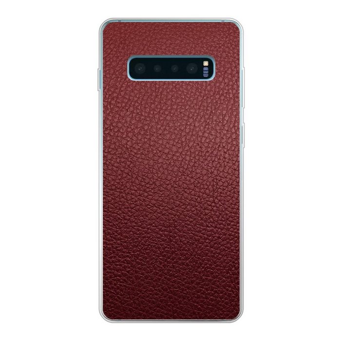 MuchoWow Handyhülle Leder - Lederoptik - Rot - Leicht Phone Case Handyhülle Samsung Galaxy S10 Lite Silikon Schutzhülle