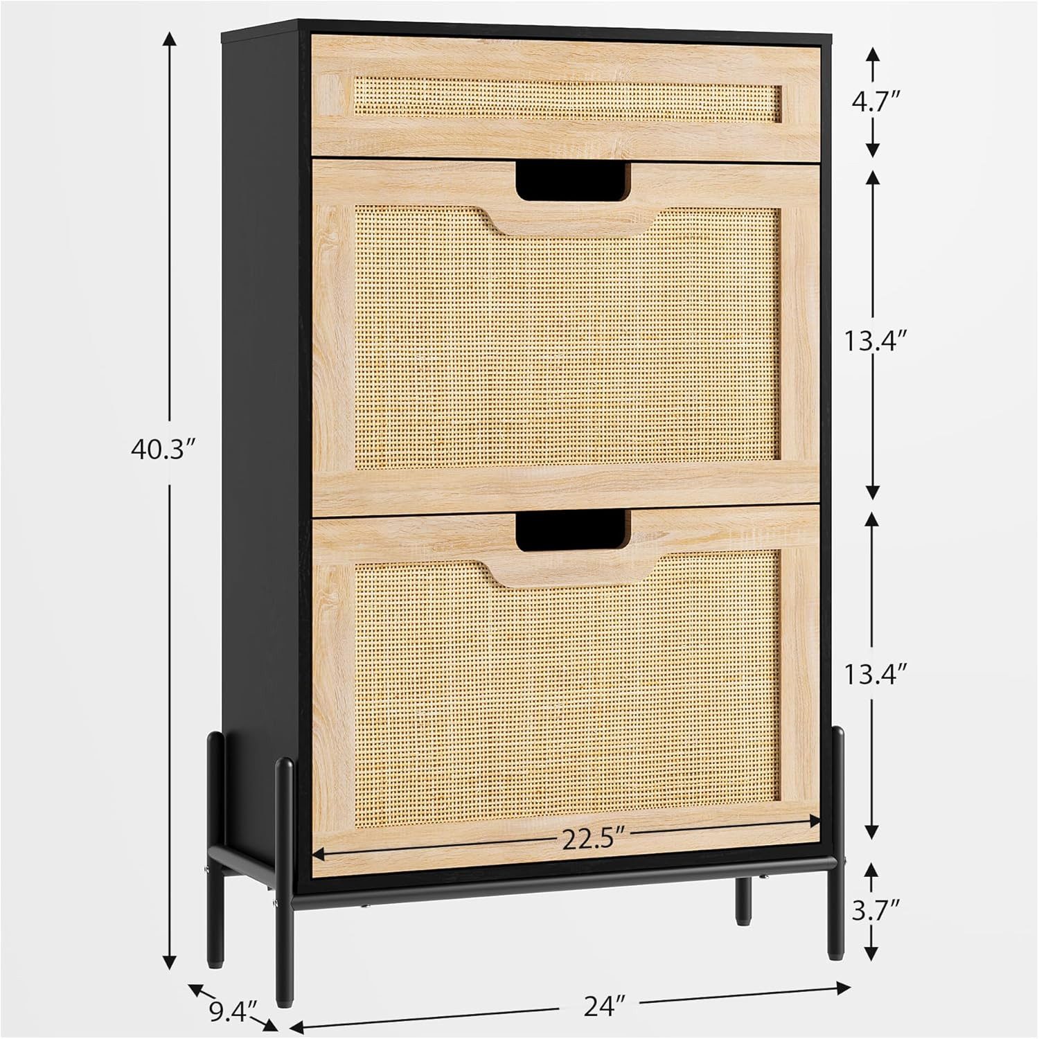 GarveeMore Schuhschrank Rattan mit 2 Flip günstig online kaufen