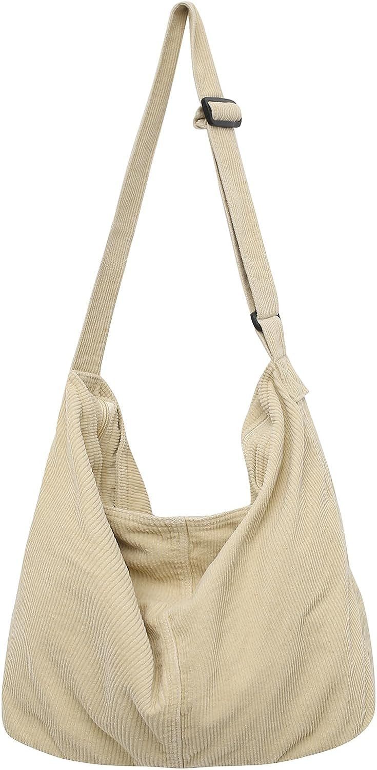nsihing Schultertasche Cord Umhängetasche Casual Crossbody Mode Retro große Tasche (1-tlg), Casual Alltagstasche, Leicht & Viel Stauraum