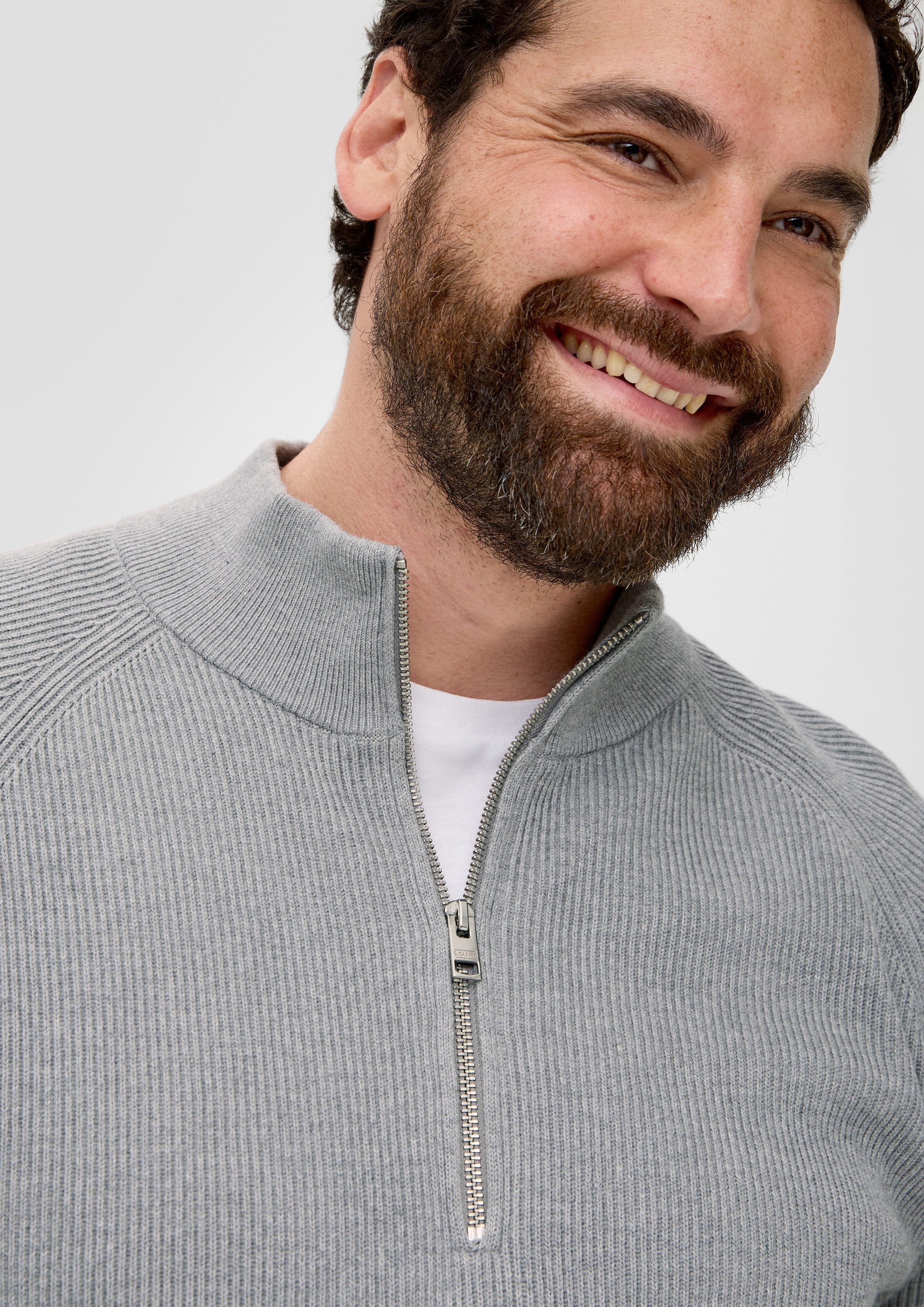 s.Oliver Longpullover Strickpullover Feinstrickpullover aus Baumwolle