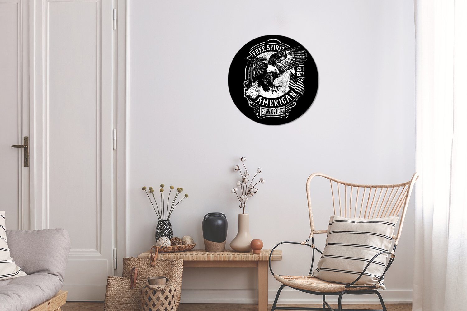 Wandsticker Wohnzimmer Vogel für Amerikanisch (1 Kinderzimmer, - - Tapetenaufkleber, Tapetenkreis Rund, Retro St), MuchoWow