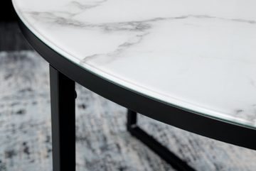 riess-ambiente Couchtisch BOUTIQUE 80cm weiß / schwarz (1-St), Glas · Metall · Marmor-Optik · Wohnzimmer · Modern Design