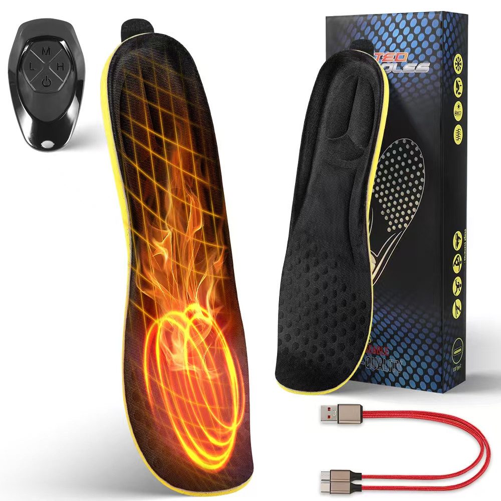 Tekoo Einlegesohlen Beheizbare Einlegesohlen Akku mit Fernbedienung, 2000mAh, USB-C (Set, 2-tlg), 3 Heizstufen, Zuschneidbar, Fernbedienung, USB-C Aufladung