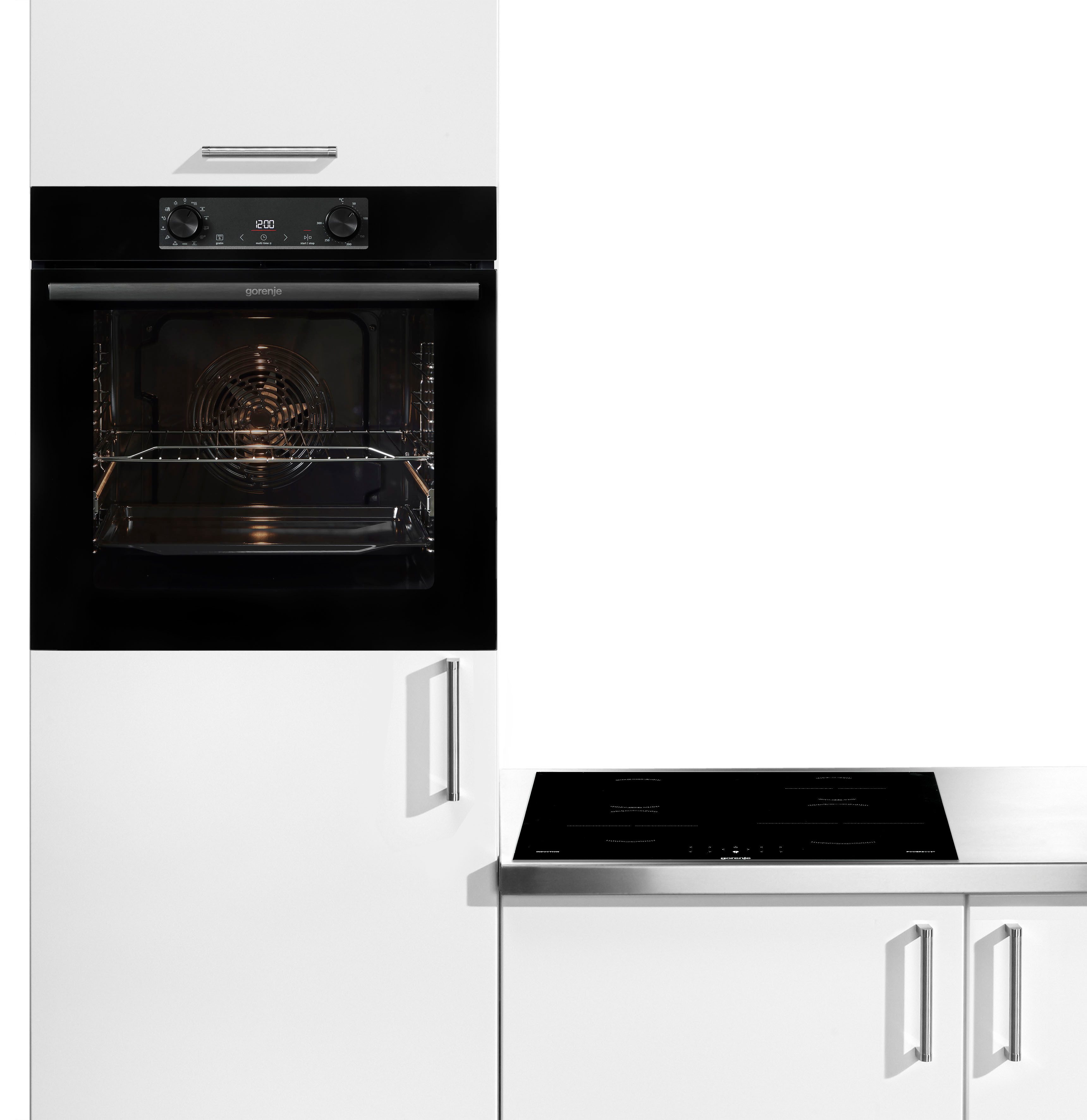 GORENJE Backofen-Set BLACKSET2, mit 1-fach-Teleskopauszug, Aqua Clean, Pizzafunktion mit 300 °C – perfekt für Pizza, Focaccia und mehr!
