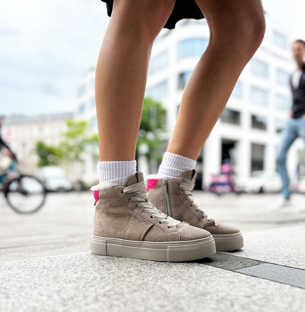 Softclox SNEAKER High top Velours/Lammfell warm grey Stiefelette günstig online kaufen