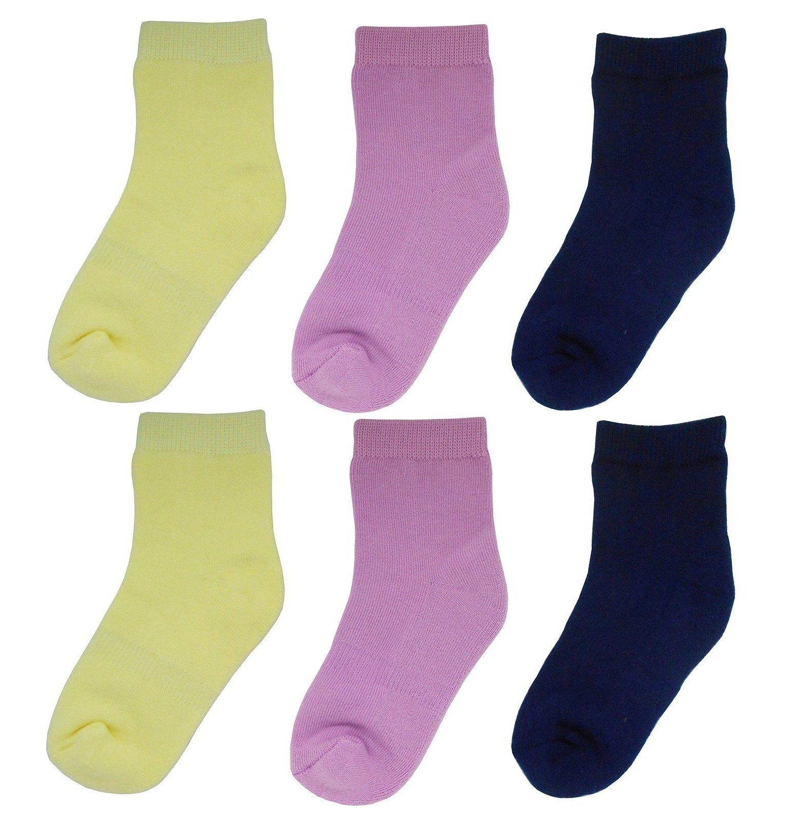 Yalion Langsocken Weiche Kinder Socken Babysocken (6-Paar) mit Halbplüsch 3 Farben mit Halbplüsch gelb-fuchsia-dunkelblau