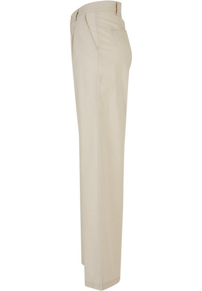URBAN CLASSICS Jerseyhose Damen Ladies High Linen Mixed Wide Leg Pants (1- tlg), Ideale Hose für das ganze Jahr