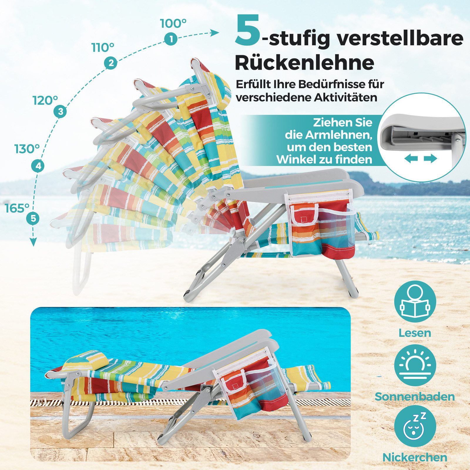 COSTWAY Campingstuhl (2 St), Strandstuhl Klappstuhl, günstig online kaufen