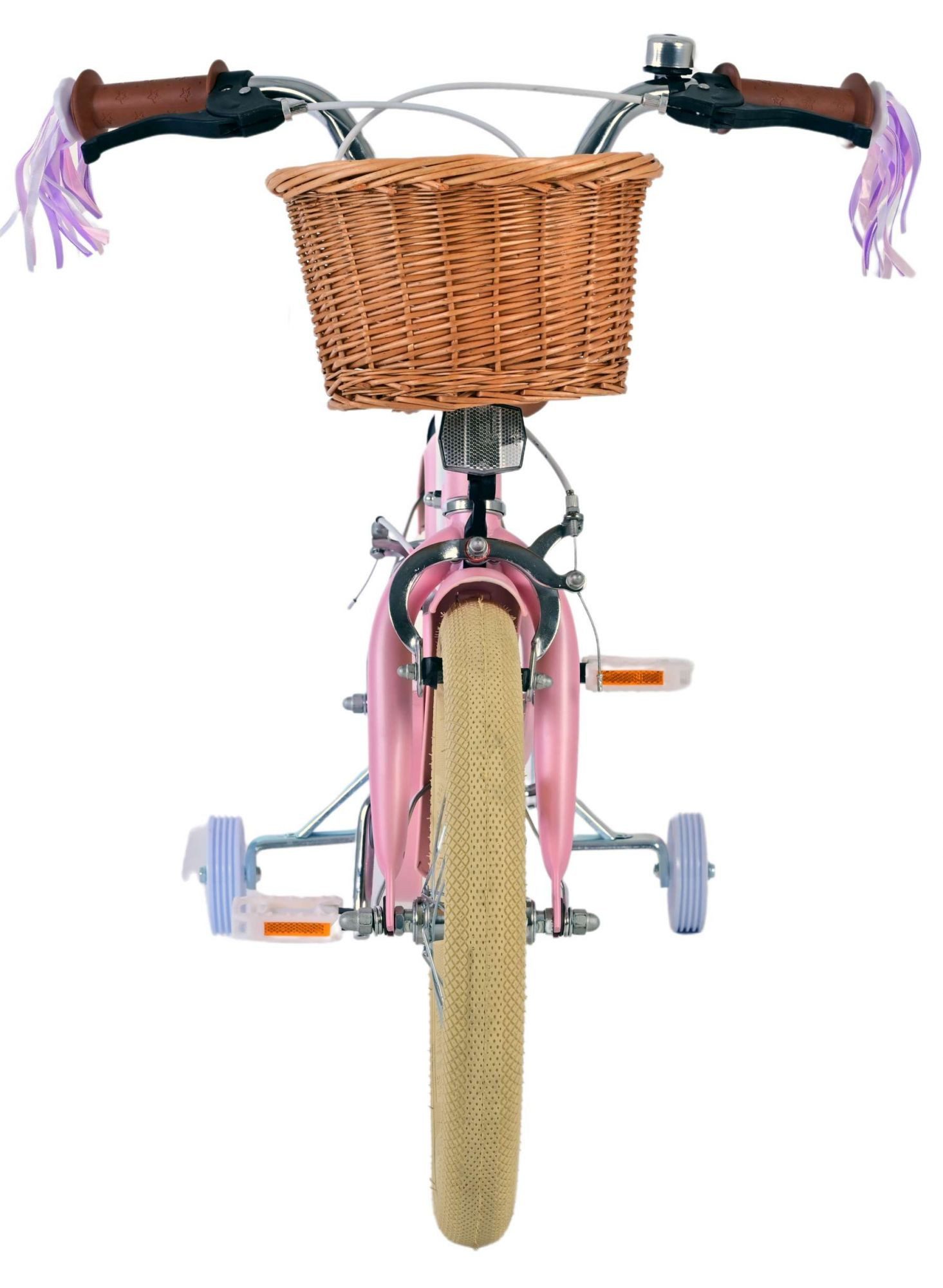 Volare Kinderfahrrad Volare Blossom - Mädchen - 16 Zoll - Rosa - Zweihandbremsen, abnehmbare Seitenräder, geschlossener Kettenschutz, Puppensitz