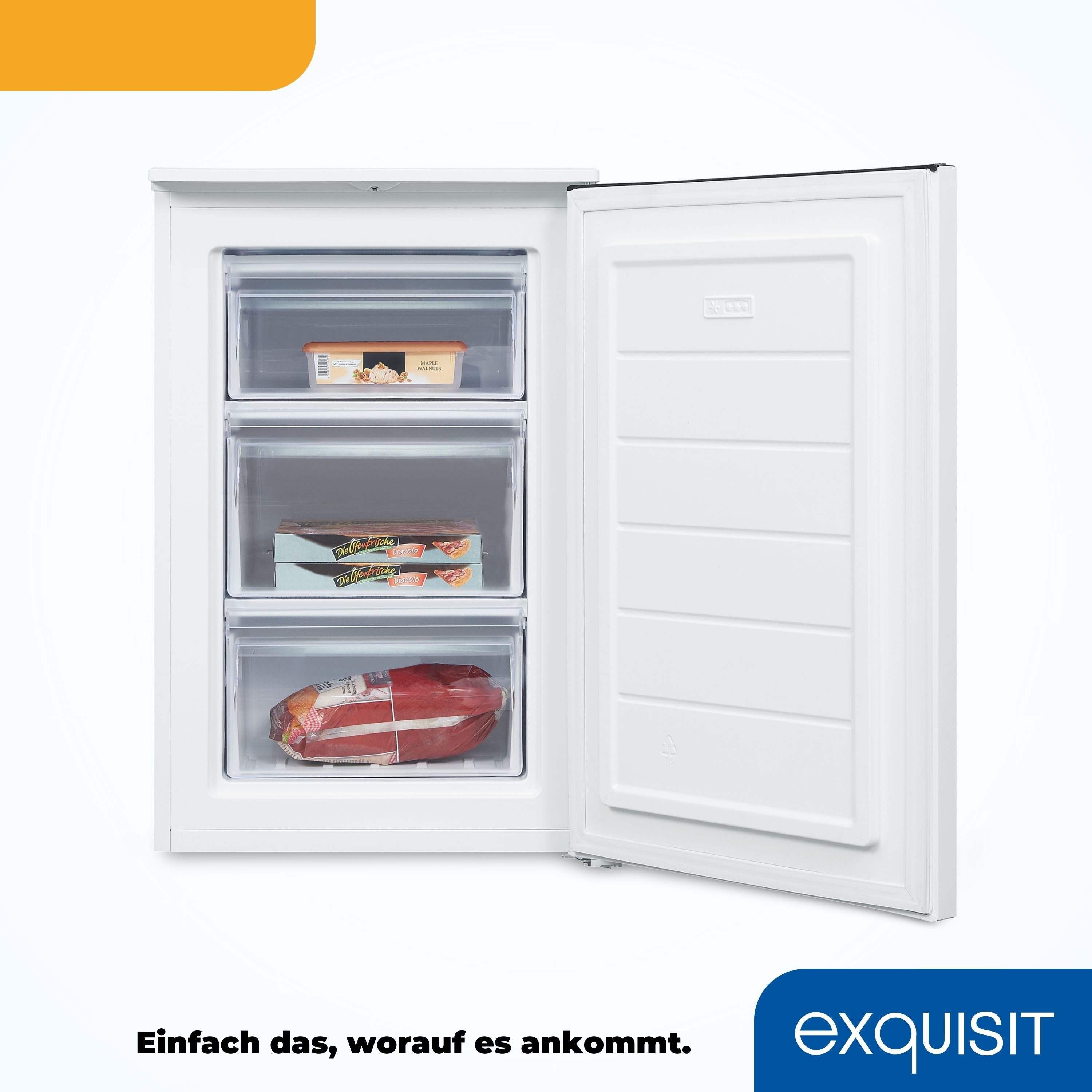 exquisit Gefrierschrank GS81-040C weiss, 85,5 cm hoch, 54,5 cm breit, energiesparend in Energieeffizienz C, 87 Liter Nutzinhalt, 4 Sterne