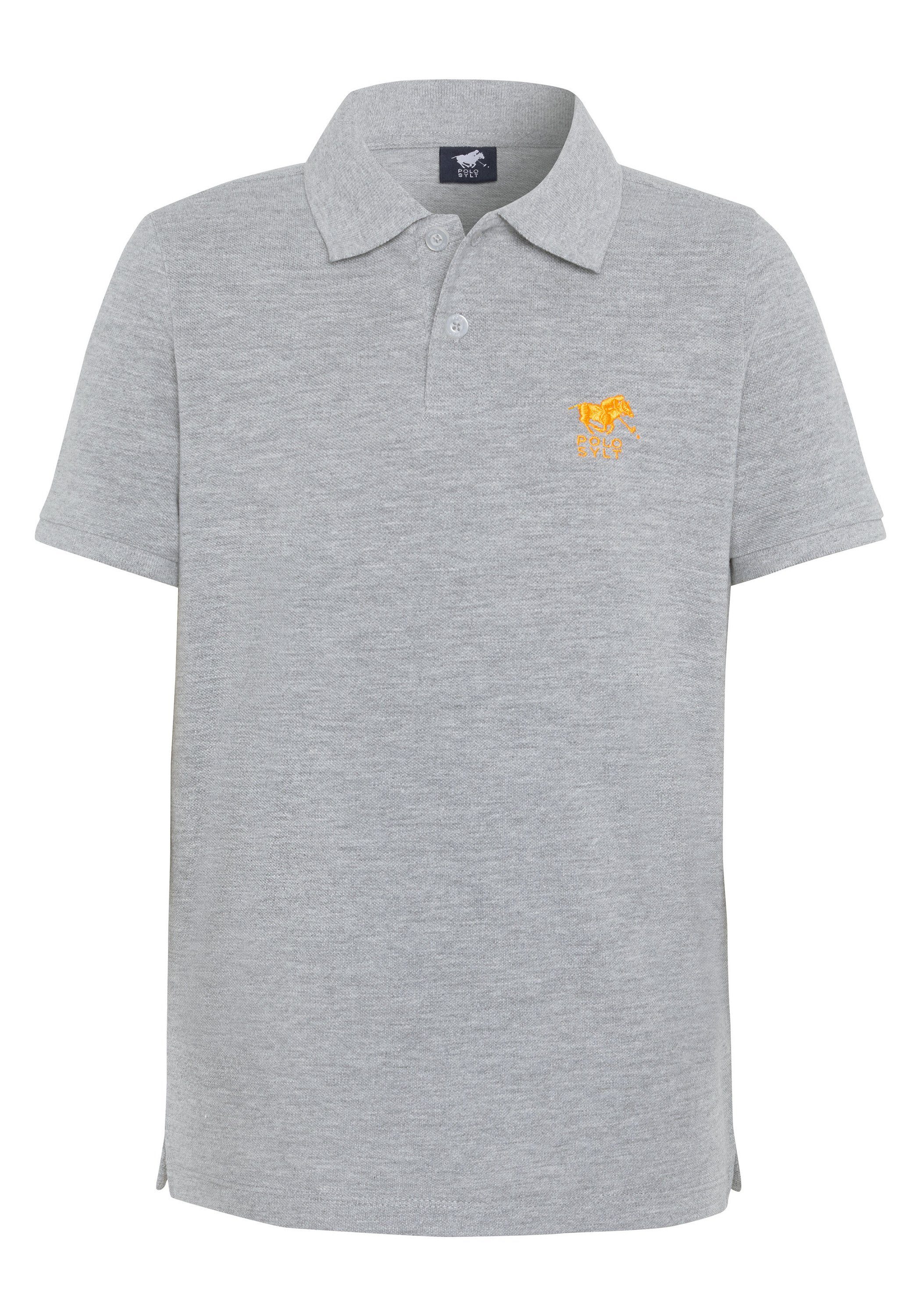 Polo Sylt Poloshirt mit Logo-Stickerei Neutral Gray 17-4402M Melange