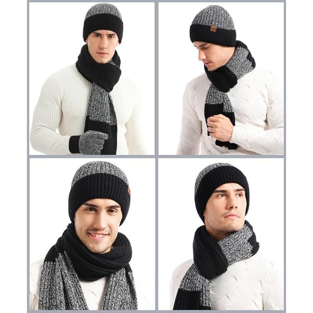 PFCTART Mütze & Schal Warme dreiteiliges Set,Winterliche Mütze, Schal, Handschuhe, Wärme