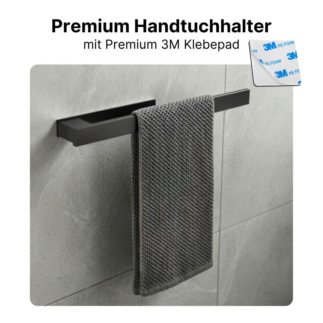 LIVINA HOME Handtuchhalter ohne Bohren 40cm Edelstahl, Handtuchstange zum Kleben fürs Bad, Küche, Handtuchständer schwarz, Küchen Organizer, Wandhaken, Handtuchhaken