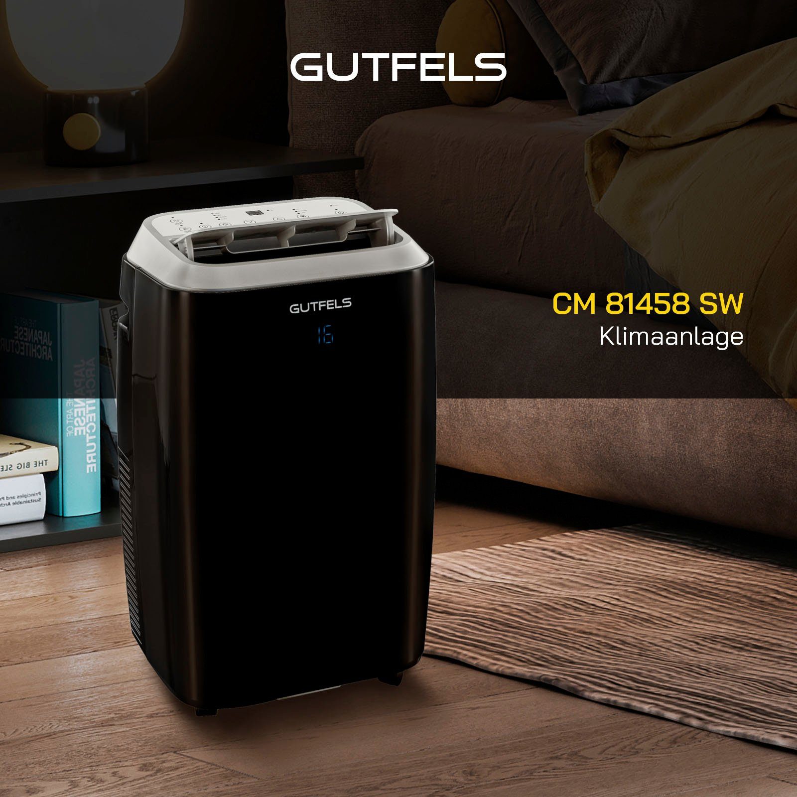 Gutfels 4-in-1-Klimagerät CM 81458 sw, Luftkühlung - Entfeuchtung - Heizen,  geeignet für 45 m² Räume