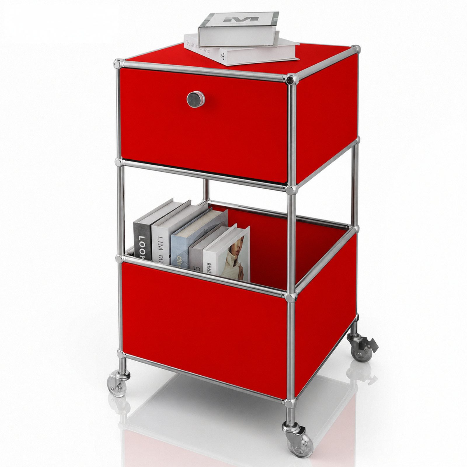 Floordirekt Rollcontainer Concept Epure Rollcontainer MK-145 – Metallregal-Rollwagen 40x40x75 cm, 3-stöckig mit Schublade, mobiles Aufbewahrungsregal für Küche & Büro