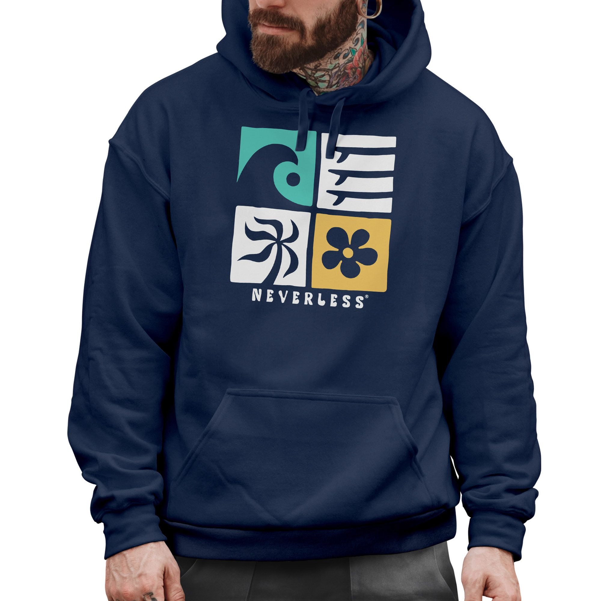 Neverless Hoodie Hoodie Herren Print Surfing günstig online kaufen