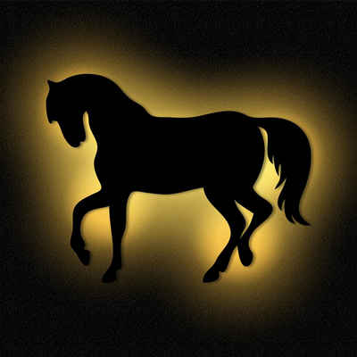 Namofactur LED Dekolicht Nachtlicht 'Pferd' Wandlampe aus Holz, Nachtlichtfunktion, LED fest integriert, warmweiß, Wand Deko Lampe Kinderzimmer