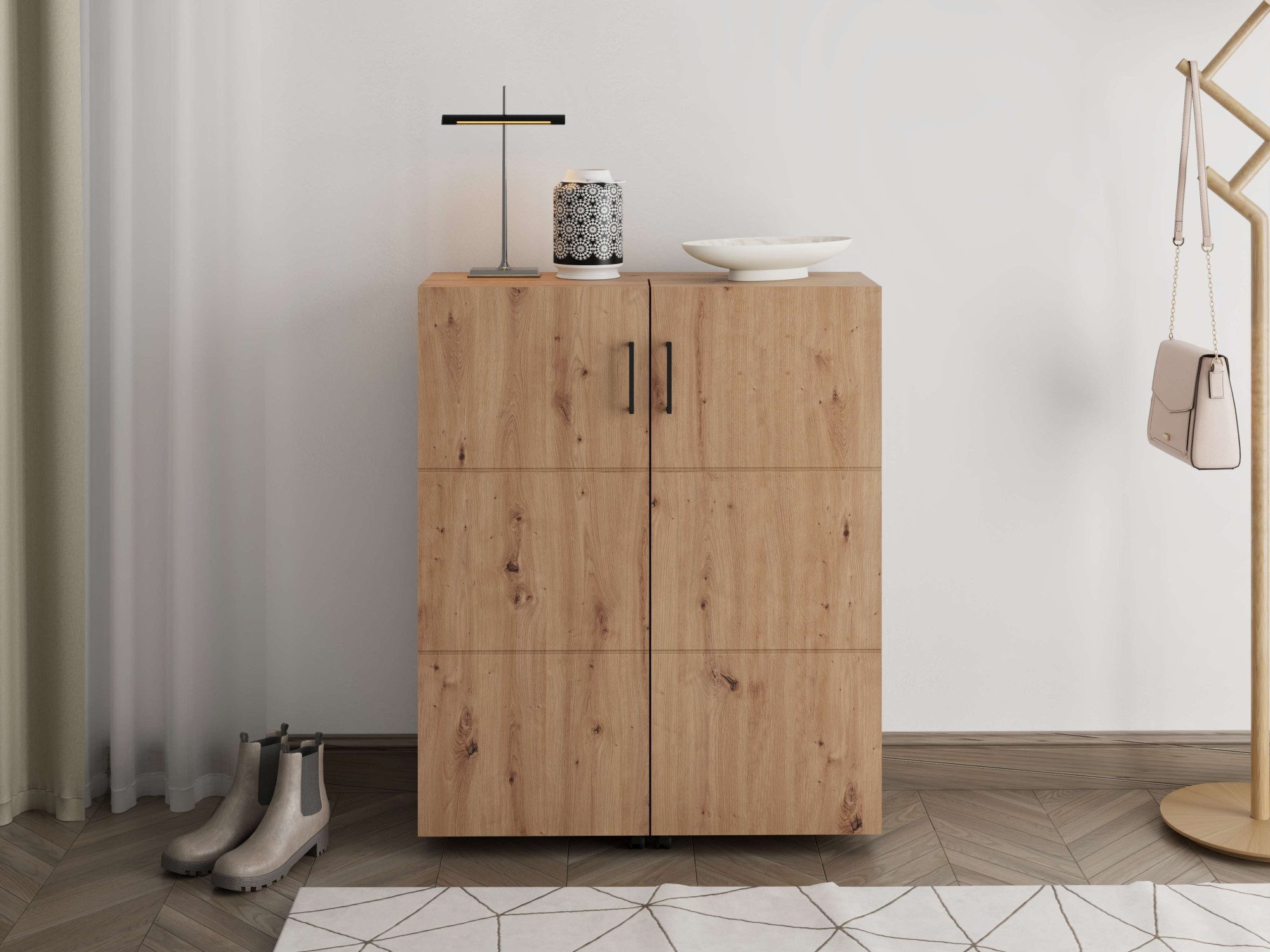 Home affaire Schuhschrank Islay, Drehtüren auf Rollen, B/T/H: 91,6/32,4/113,2 cm Schuhkommode mit Platz für ca. 24 Paar Schuhe bis Gr. 40