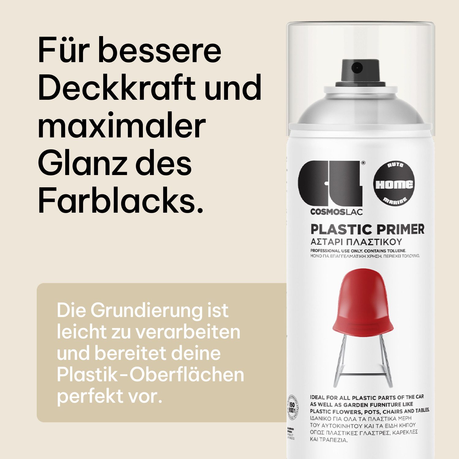 COSMOS LAC Sprühflasche Grundierung Spray - Kunststoff Spezial Haftgrund Spray für Plastik – Bild 4 von 5