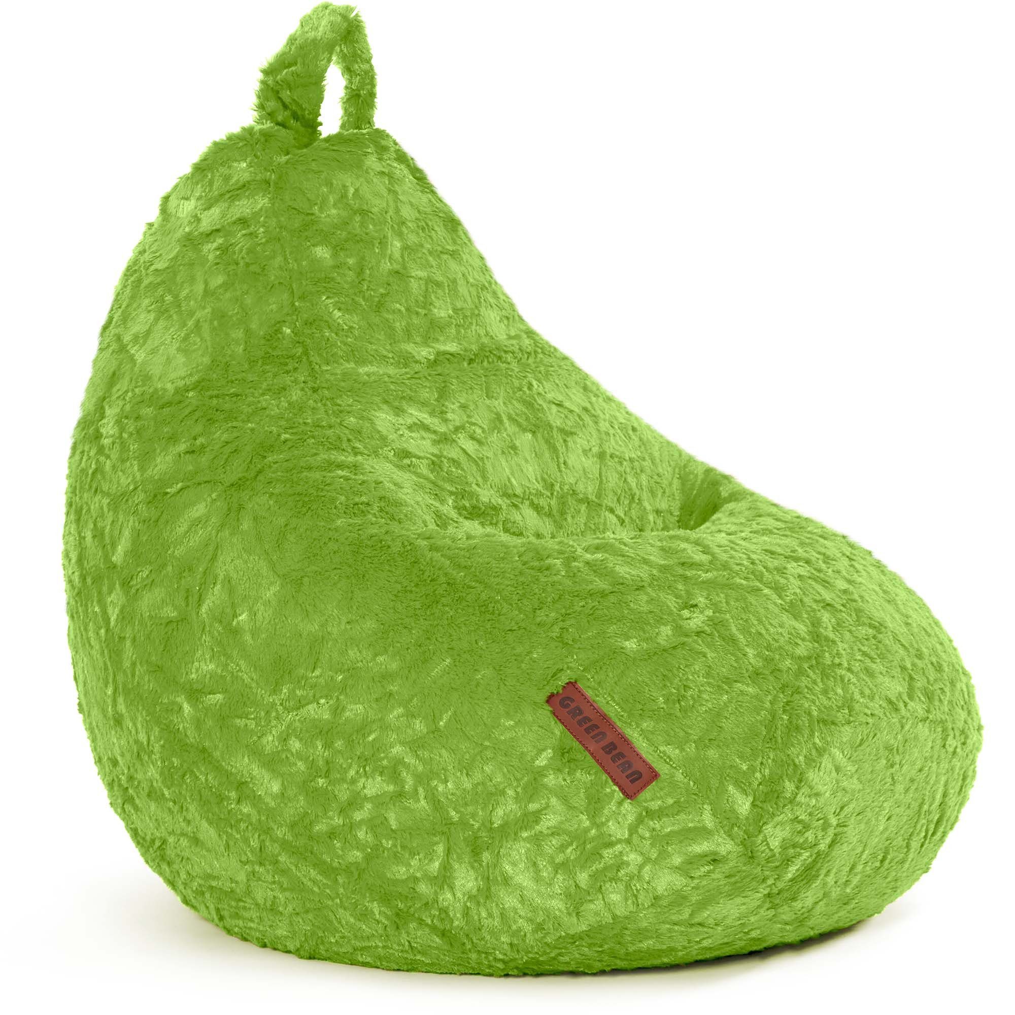 Green Bean Sitzsack Plüsch (60x45x45cm - Indoor Sitzkissen mit 120L EPS Perlen Füllung, Kuschelig Waschbar), Bean Bag Bodenkissen Lounge Chair Sitzhocker Kindersitzsack Sitzkissen Grün