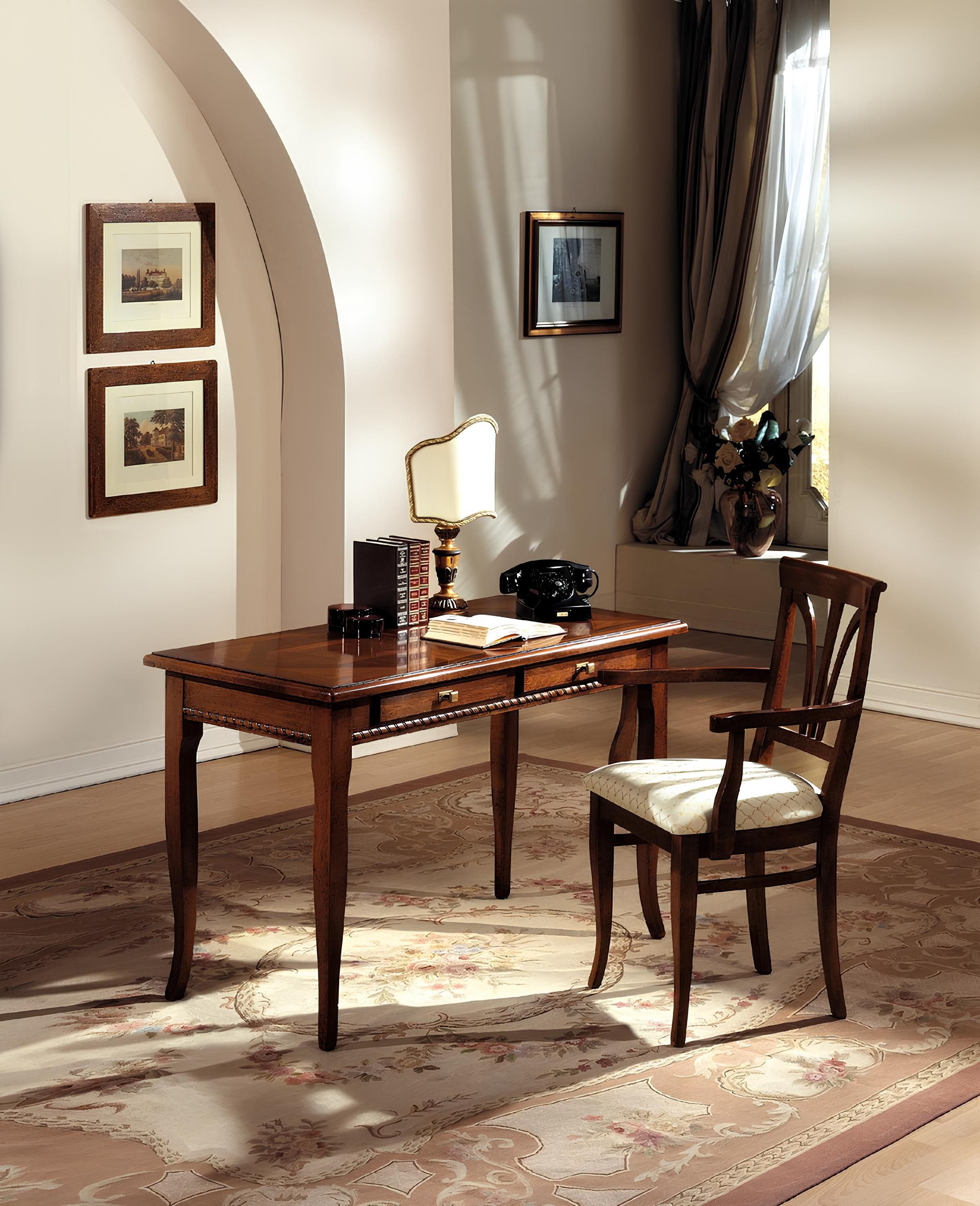 Büromöbel-Set Italienisches Design Schreibtisch mit Stuhl in Holzoptik