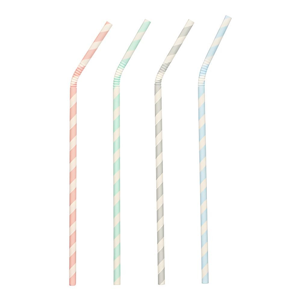 PAPSTAR Trinkhalme 1000 x Trinkhalme Papier Ø 6 mm 22 cm bunt Stripes flexibel