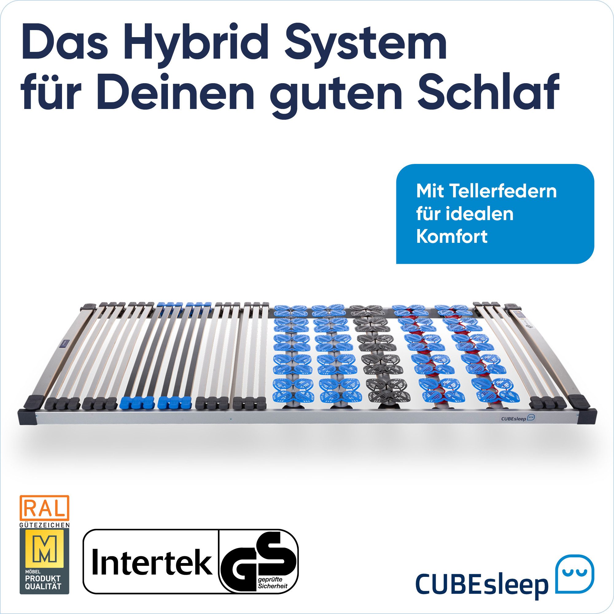 Lattenrost Plus NV, CUBEsleep, Kopfteil nicht verstellbar, Fußteil nicht verstellbar, 10 Jahre Garantie, fertig montiert, Made in Germany
