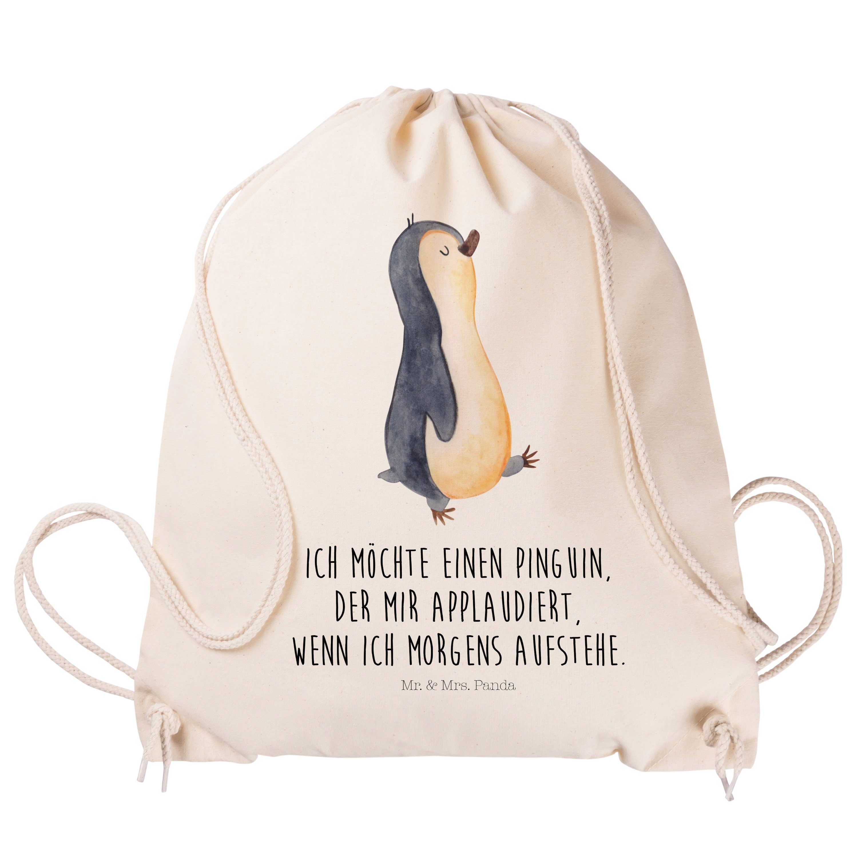 Mr. & Mrs. Transparent marschierend - Pinguin Sporttasche Geschenk, Panda (1-tlg) Stoffbeutel, - Pinguine