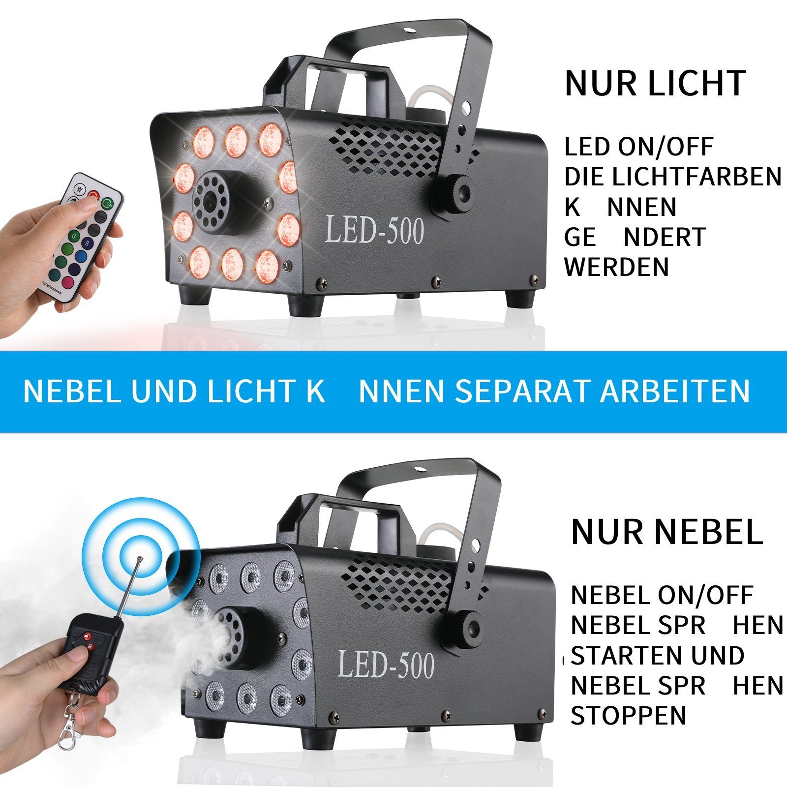 TLGREEN Discolicht Nebelmaschine Mini, Smoke Machine mit RGB Effekt, für Halloween Weihnachten DJ Party