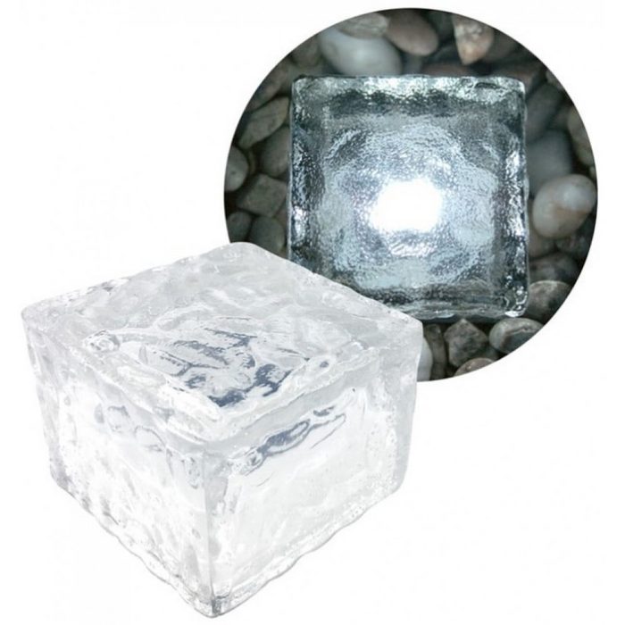 EAXUS Gartenleuchte LED Glas Eiswürfel - Solarleuchte - transparent/weiß