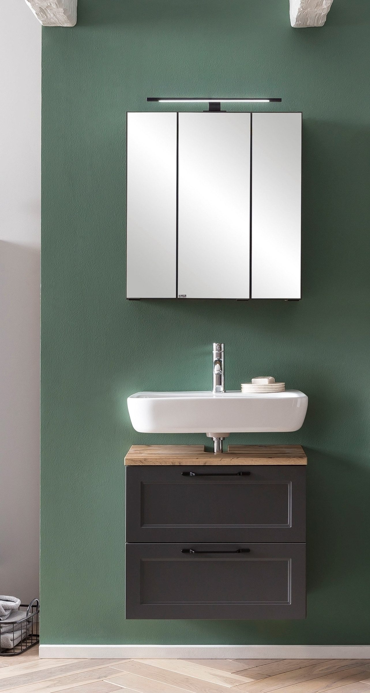HELD MÖBEL Badezimmer-Set (2-tlg) in matt-grau, Graphitgrau - 60x195x35cm (BxHxT), (2-tlg)