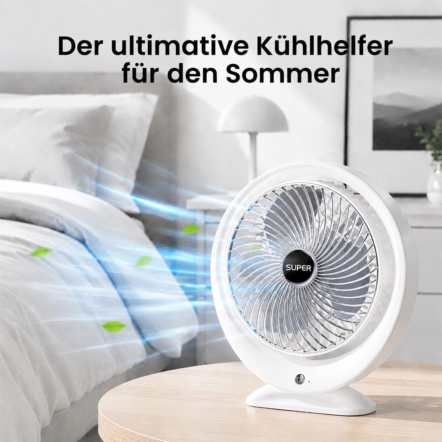 MOPUEA Ventilatorkombigerät Mini Ventilator Standventilator Tischventilator Luftzirkulation, 180° verstellbar Mobiler Luftkühler Schnelle Kühlung, Leiser Betrieb