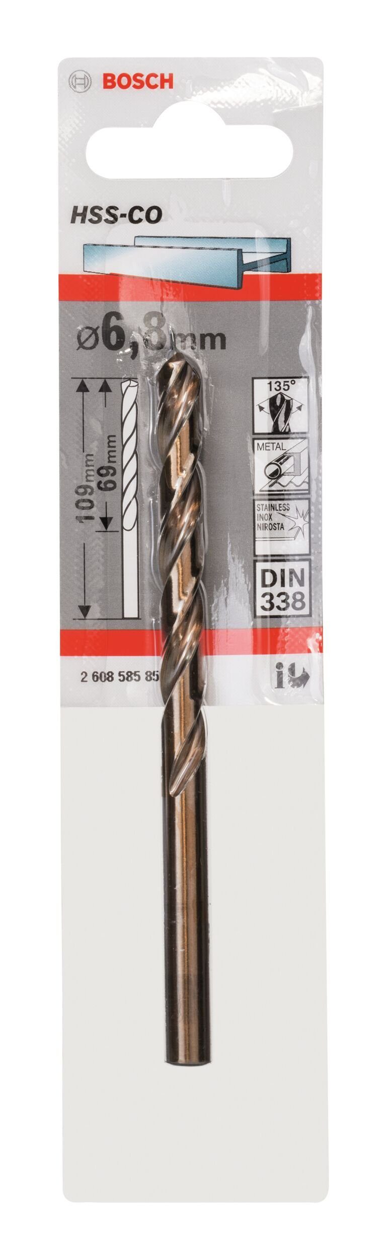 Thumbnail - BOSCH Metallbohrer, HSS-Co (DIN 338) - 6,8 x 69 x 109 mm - 1er-Pack