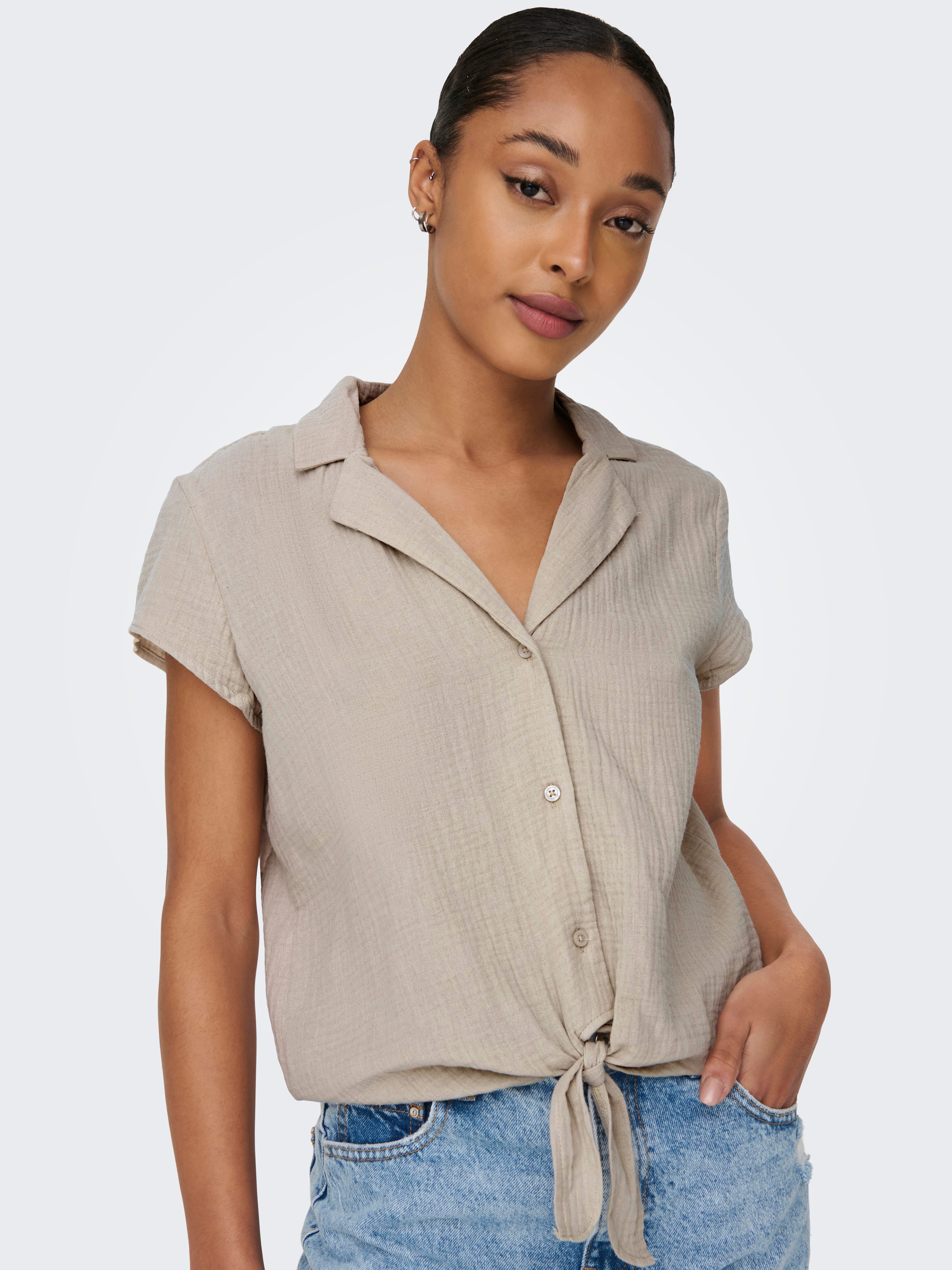 ONLY Kurzarmbluse ONLTHYRA LIFE CAPSLEEVE SHIRT WVN Baumwolle, regular fit