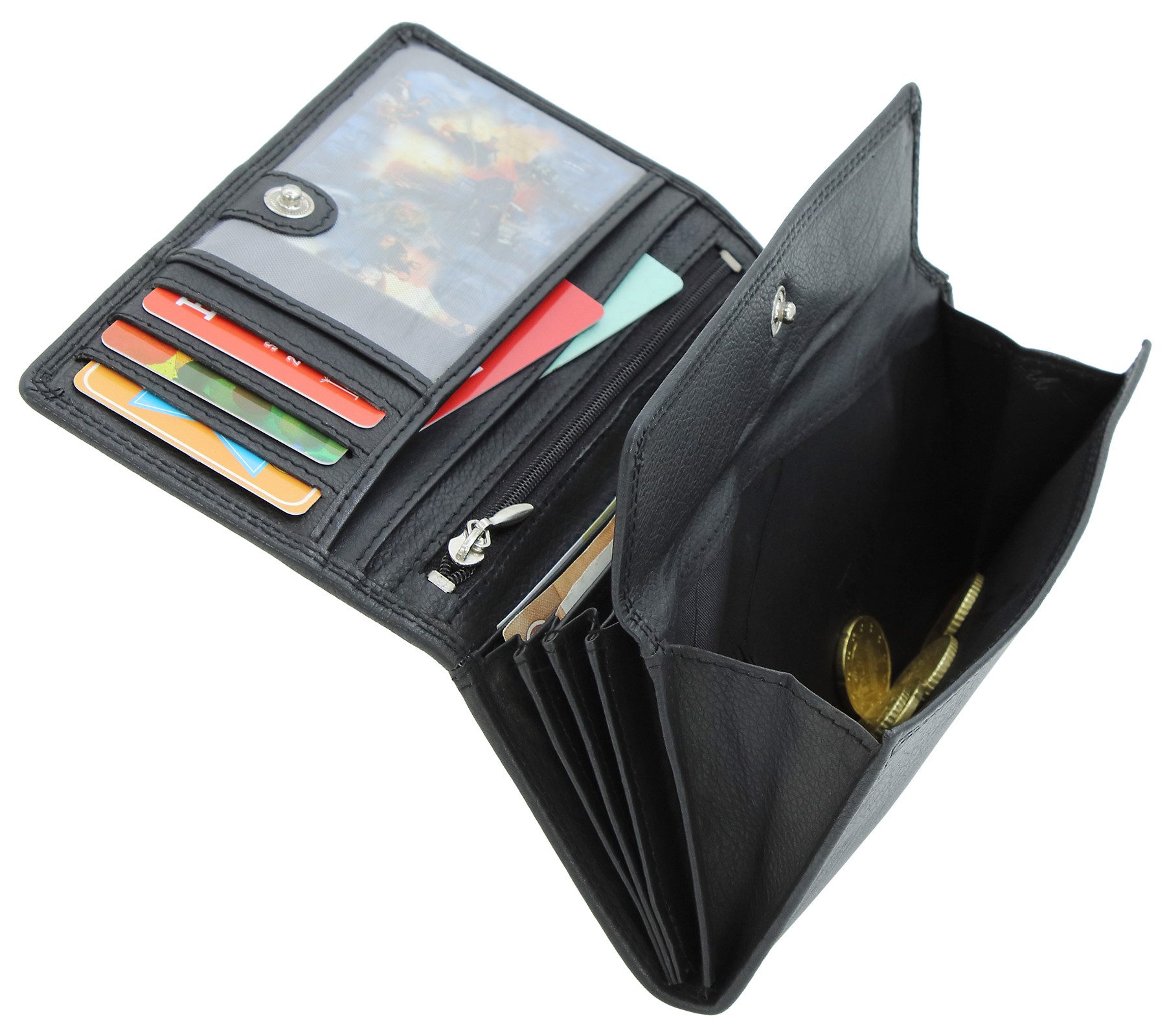 Money Maker Geldbörse aus Leder - Damen Portmonee mit RFID-Schutz - viele Fächer, groß – Bild 5 von 5