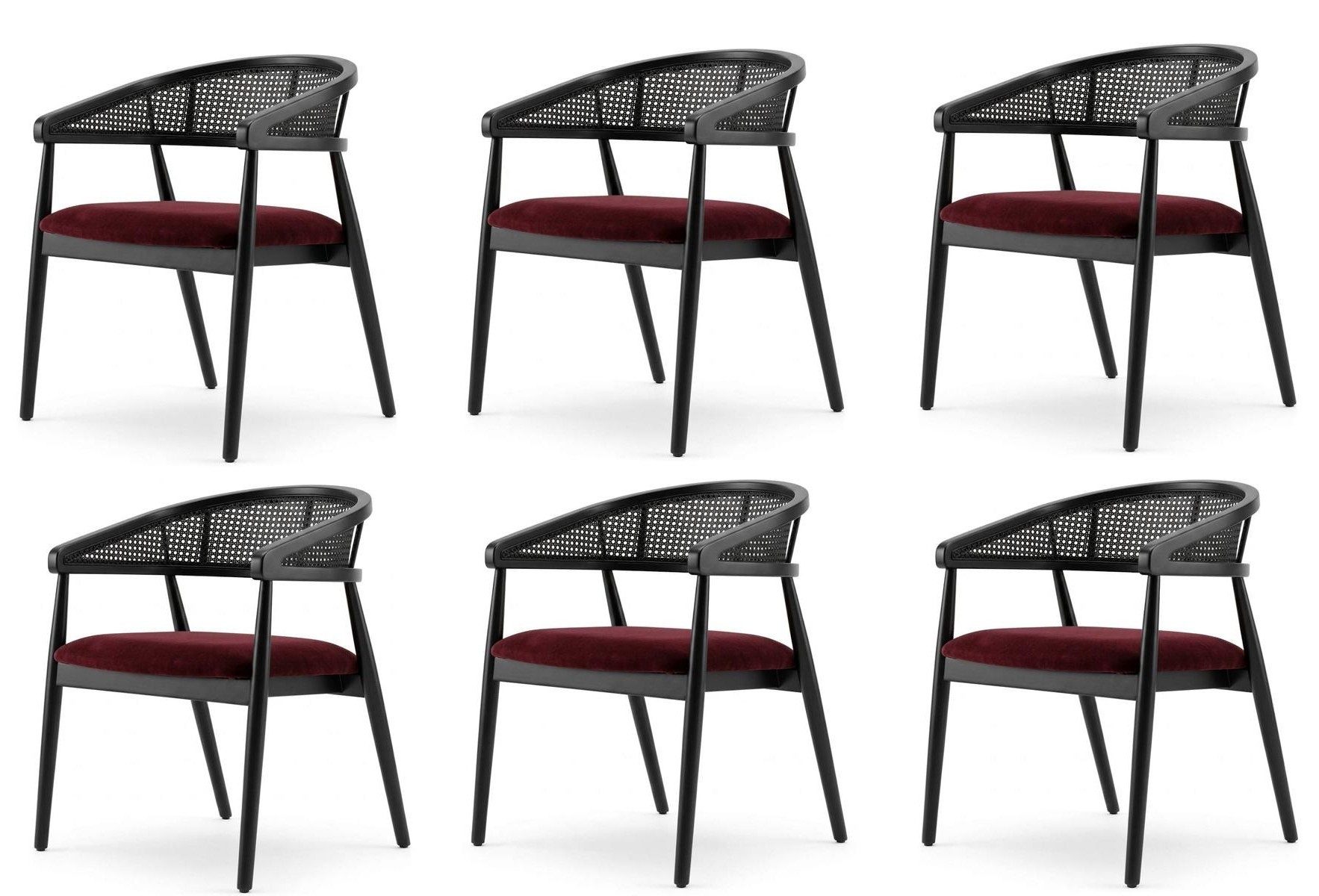 Xlmoebel Sitzgruppe Stühle Set Rot Textil Edelstahl Modern Esszimmer Polsterstühle, (6-tlg., 6-tlg)