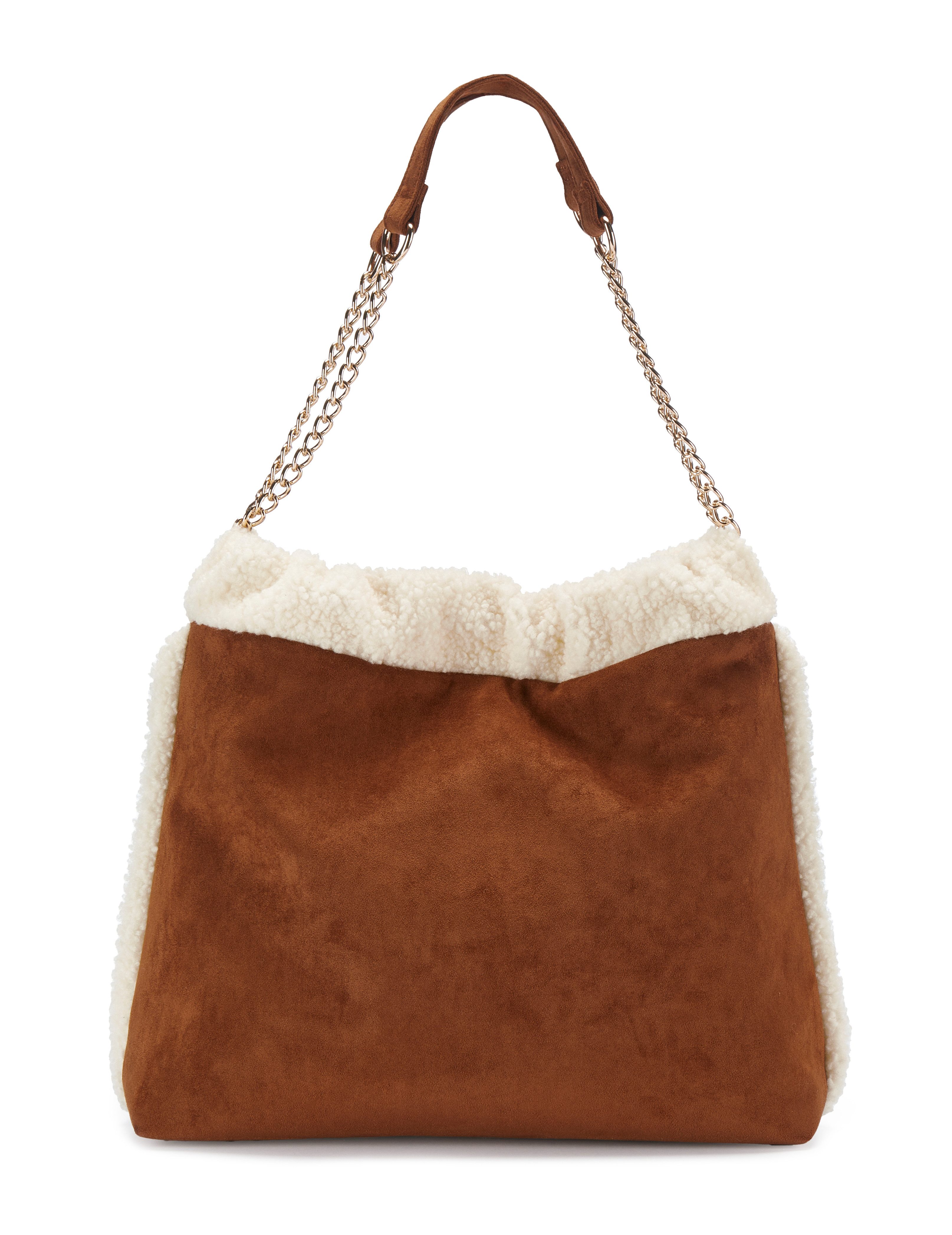 Vivance by Lascana Handtasche Schultertasche, Henkeltasche, Damentasche, Shopper, NEU mit Kettenhenkel und Teddyfell-Applikation VEGAN