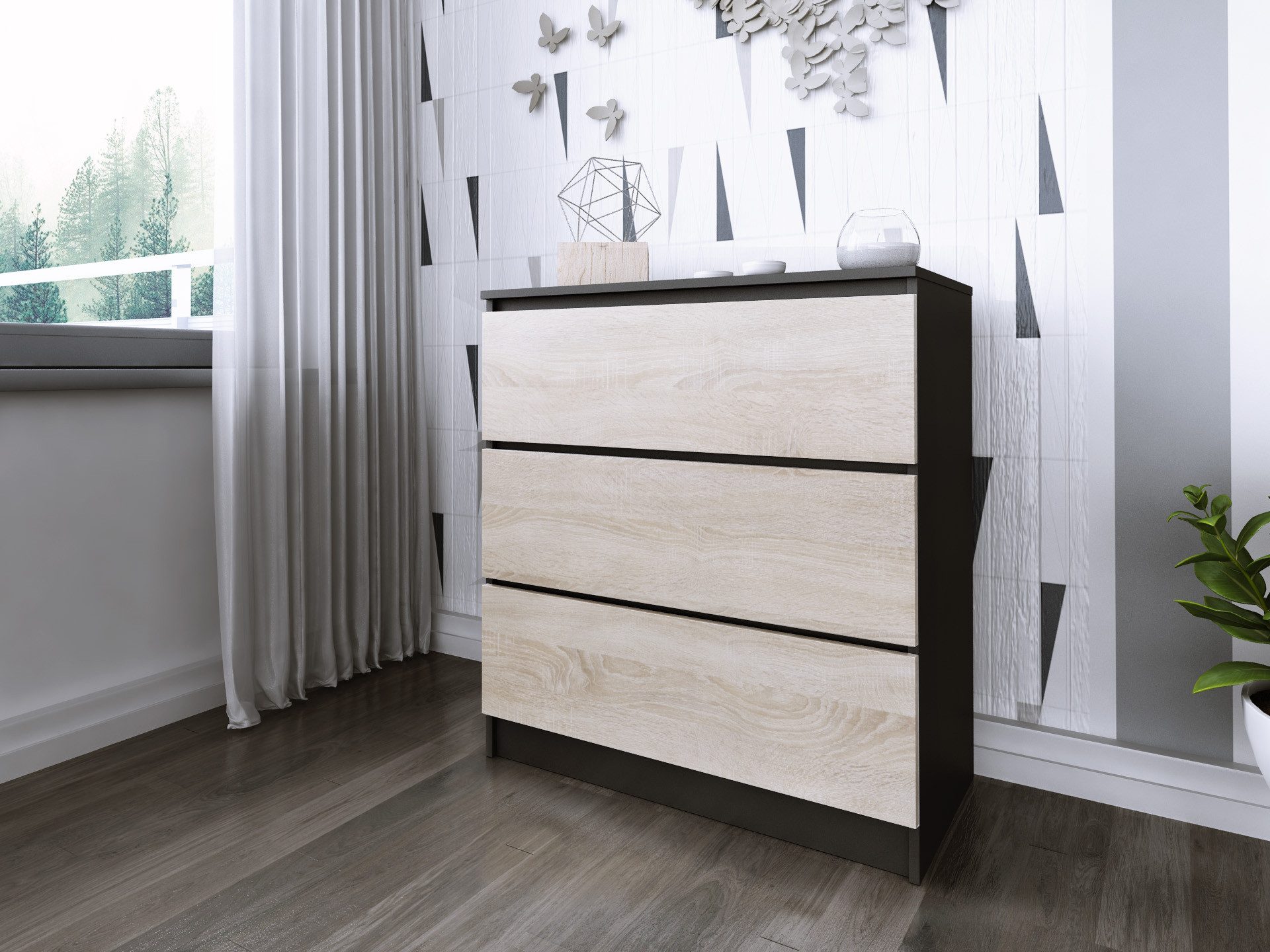 Faizee Мебель Schubkastenkommode Zoe breit mit 3 Fächer