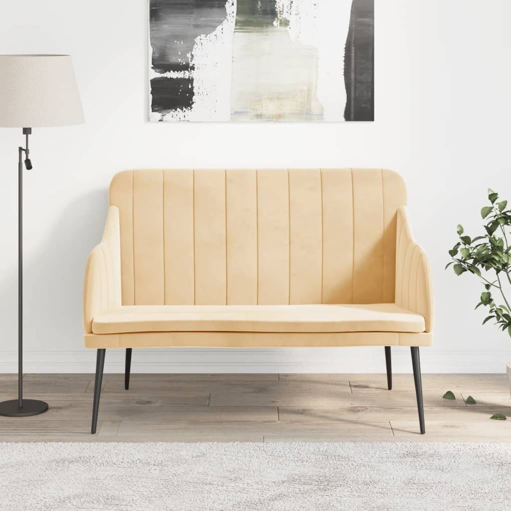 vidaXL Sitzbank Sitzbank Creme 110x76x80 cm Samt Creme | Creme