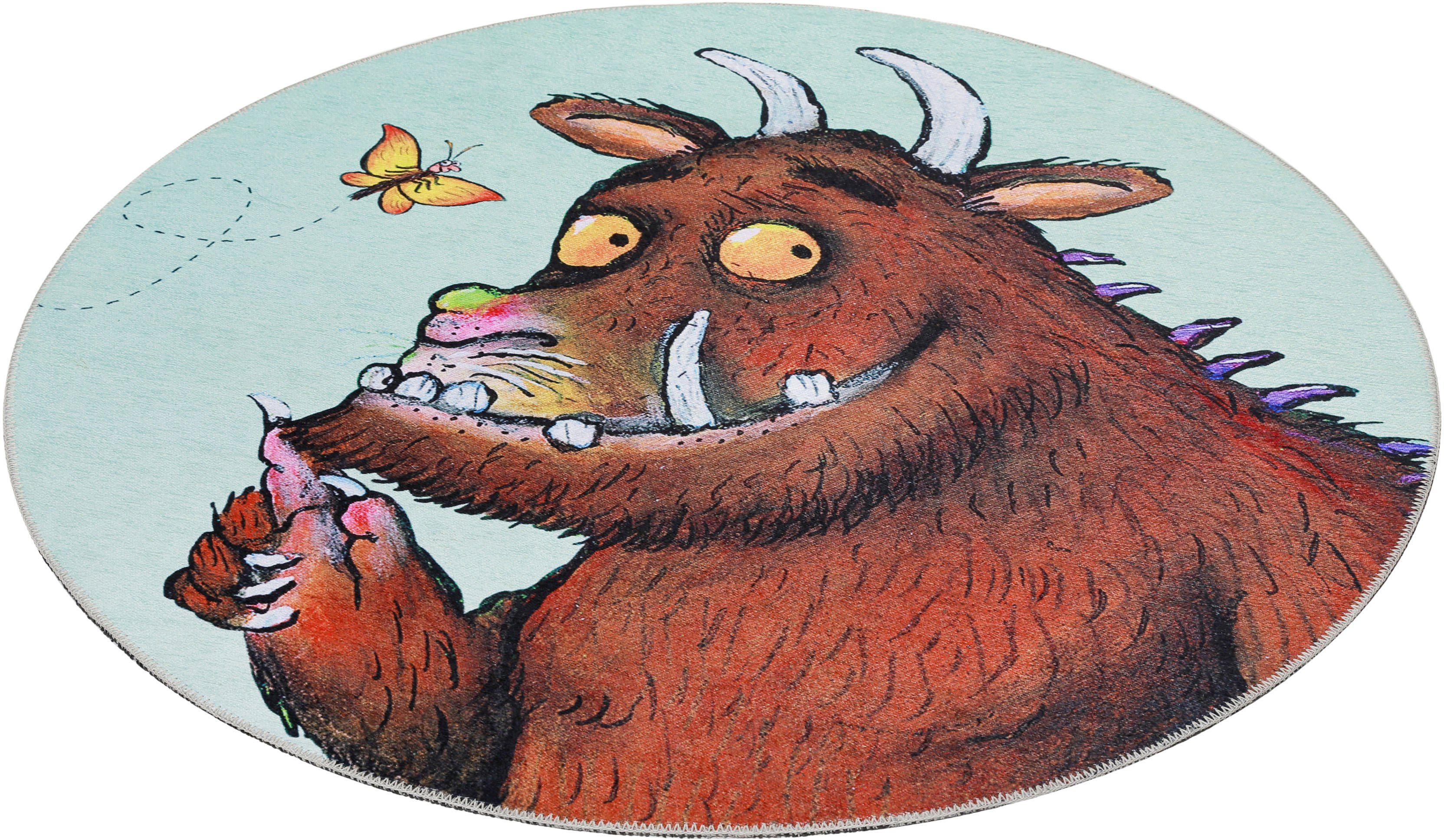 DER GRÜFFELO Kinderteppich Grüffelo GR-0172, rund, Höhe: 6 mm, aktueller Grüffelo Teppich, Kurzflor mit hohem Baumwollanteil