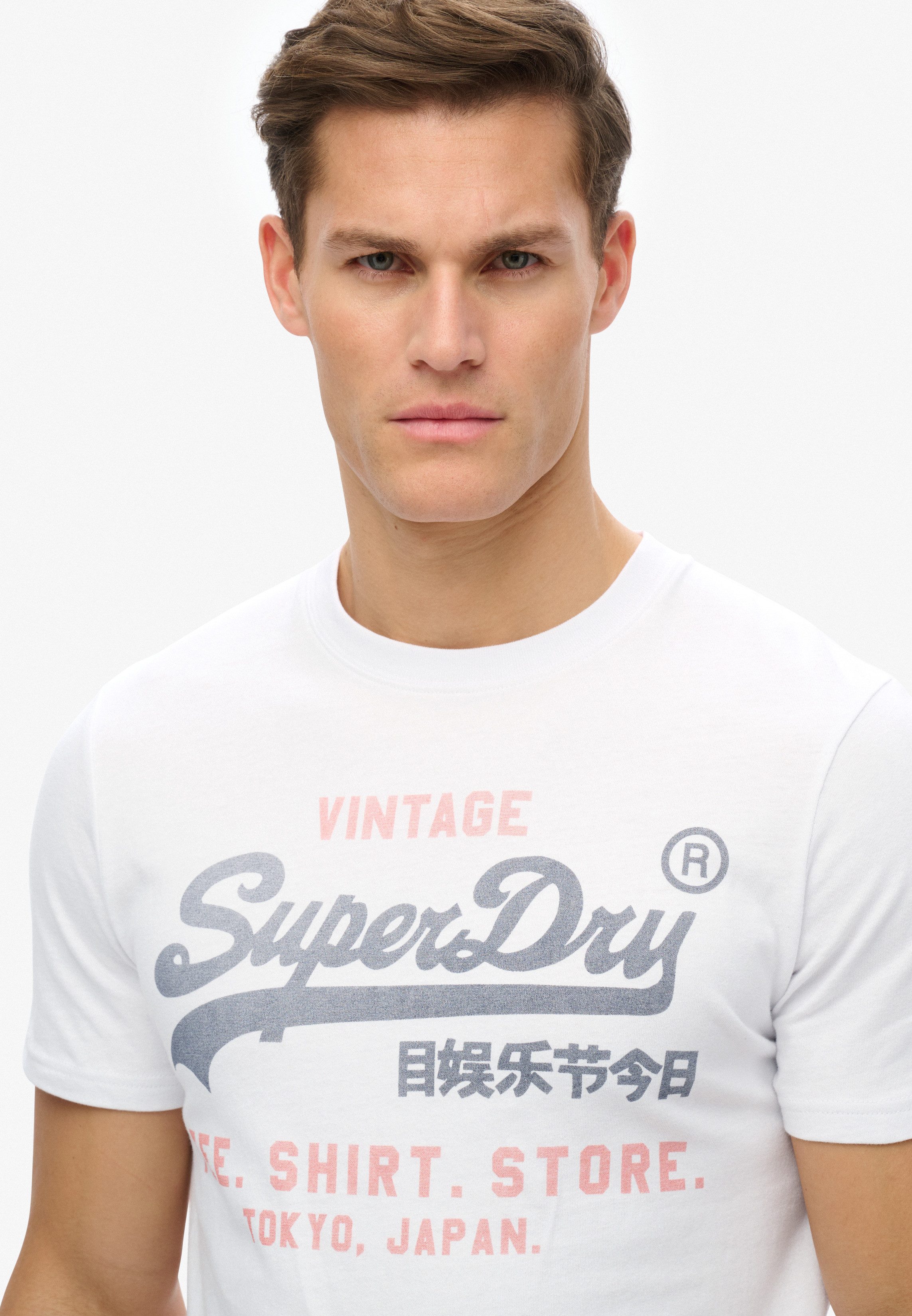 Superdry Rundhalsshirt VL HERITAGE RELAXED TEE Relaxed Fit, aus Baumwolle und Single Jersey, Kurzarm, pflegeleicht