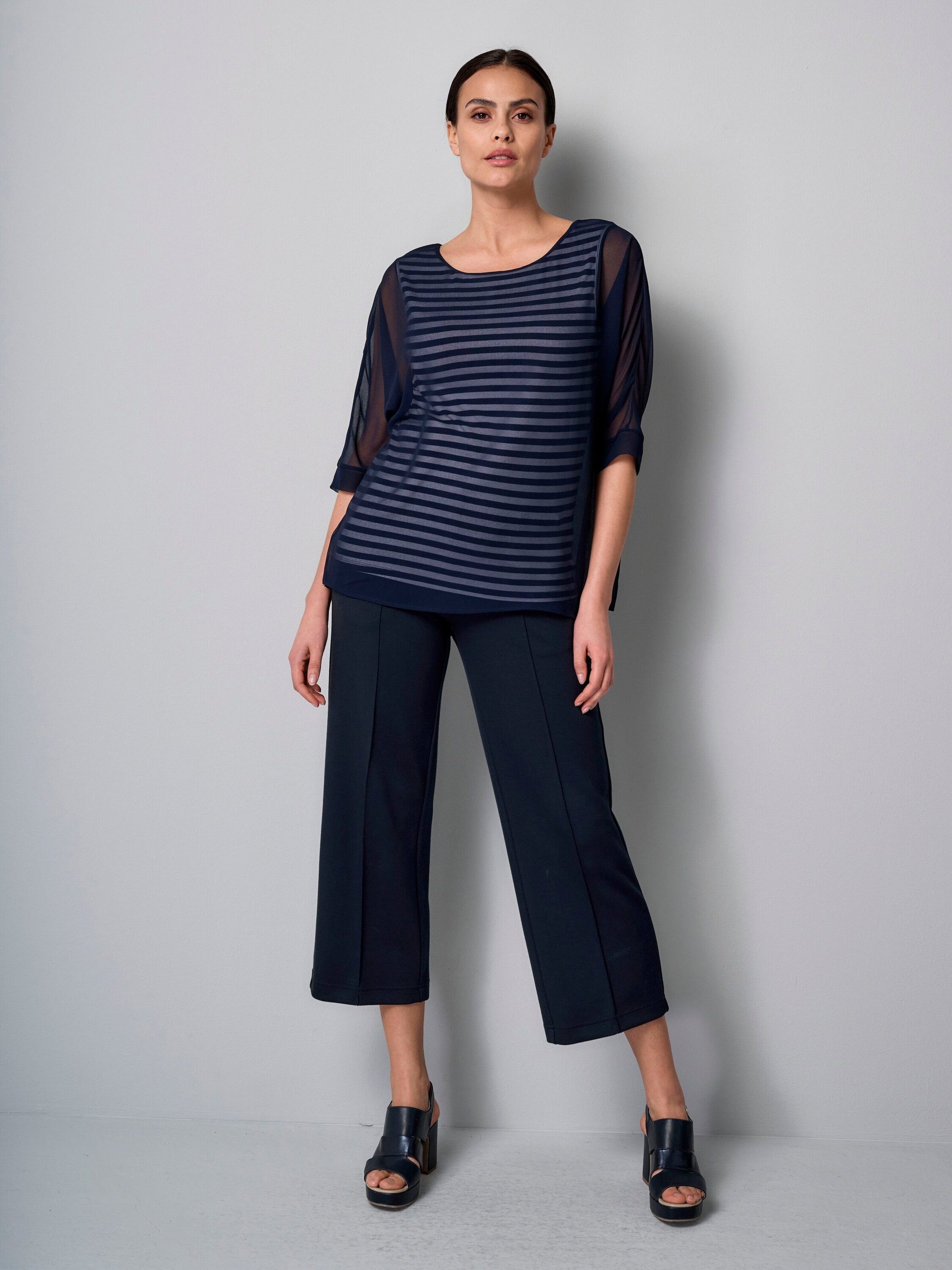 Alba Moda Kurzarmbluse Bluse in Streifendessin