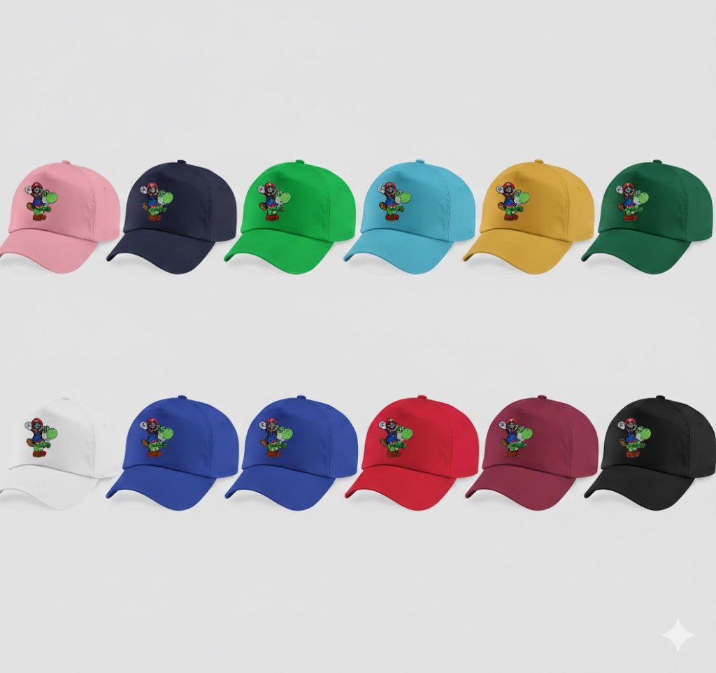 Blondie & Brownie Baseball Cap Kinder Mario Faust Stick Patch Luigi Peach Super Retro Konsole Kinder Baseball Cap mit Gaming Patch, verstellbar, Baumwolle, Retro